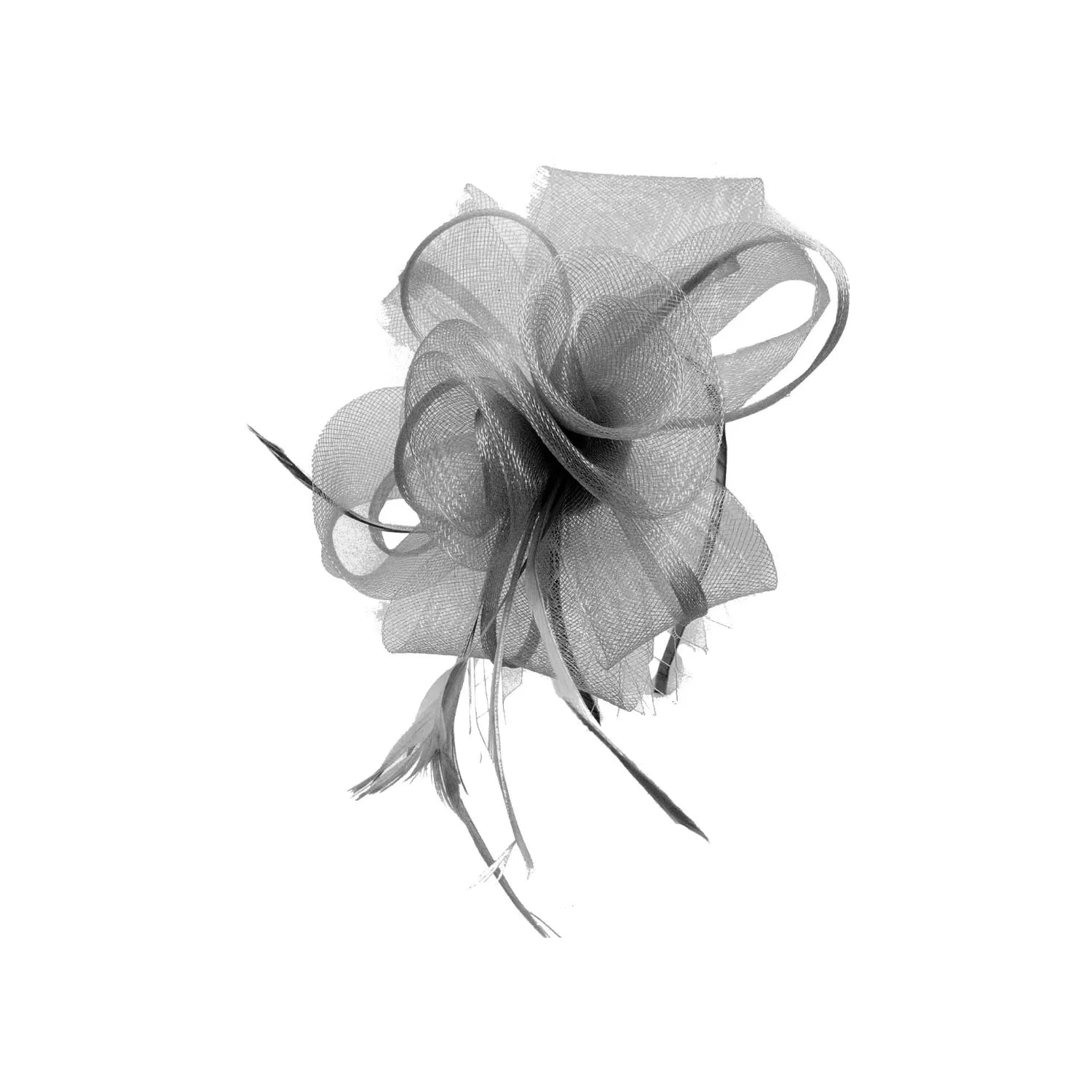 MX1748-3 Double Flower Gauze Fascinator with A Butterfly Bow and Feathers