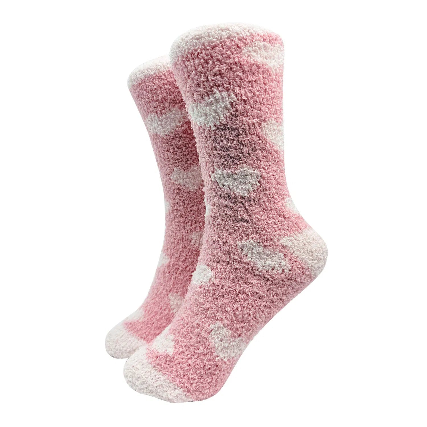 SK-32 White Hearts Pattern Fluffy Socks