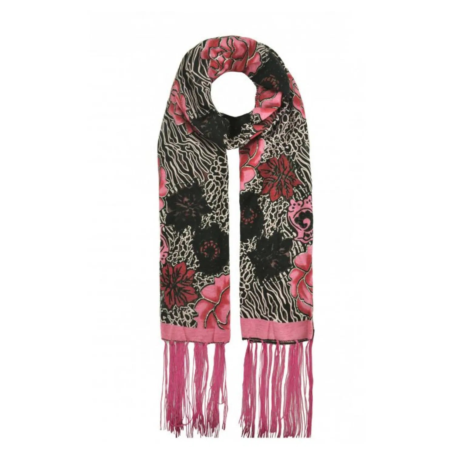 AB1688-1 Floral Fashion Scarf with Glitter Trimmings