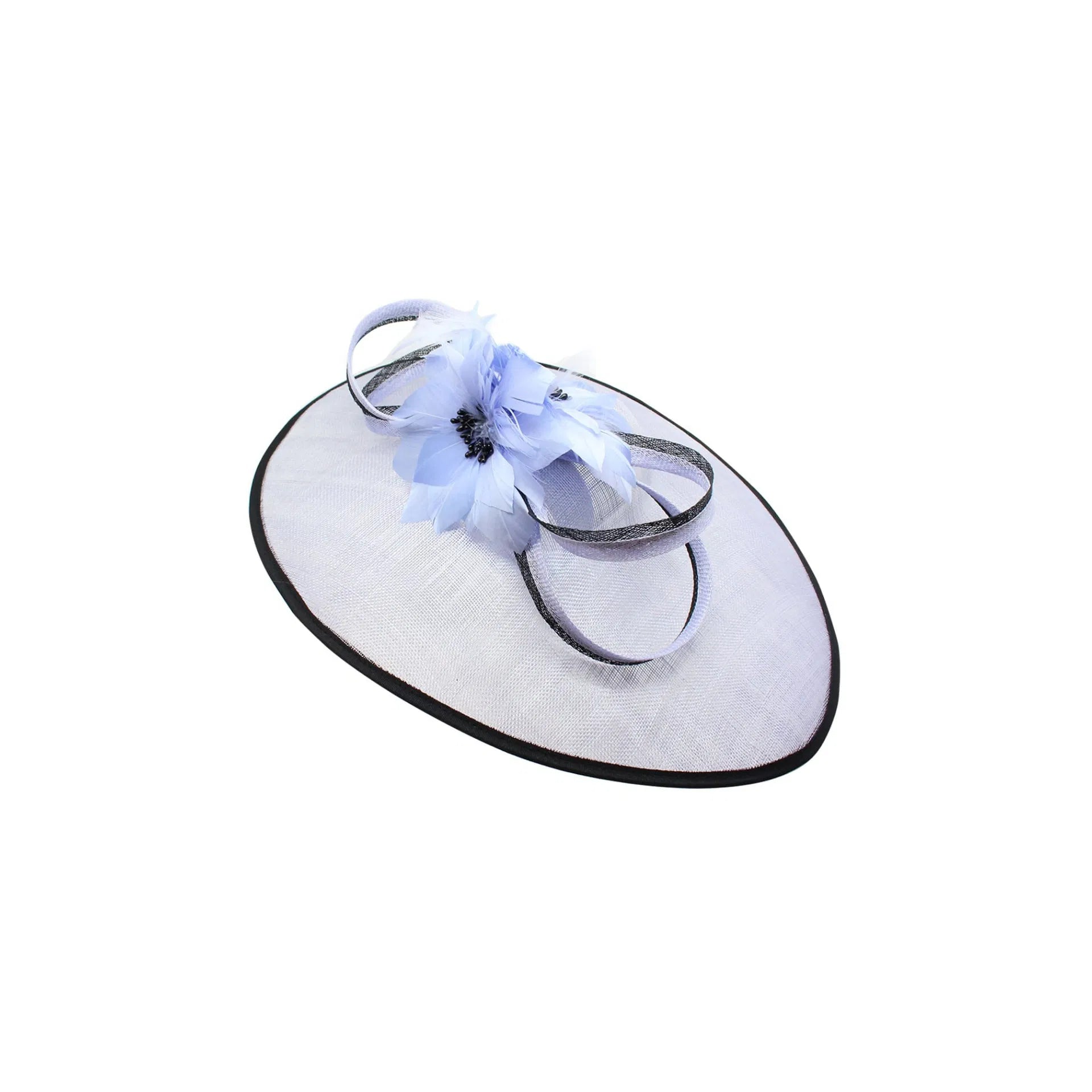 WF1739-5 Feather Flower Fascinator with Sinamay Saucer Base