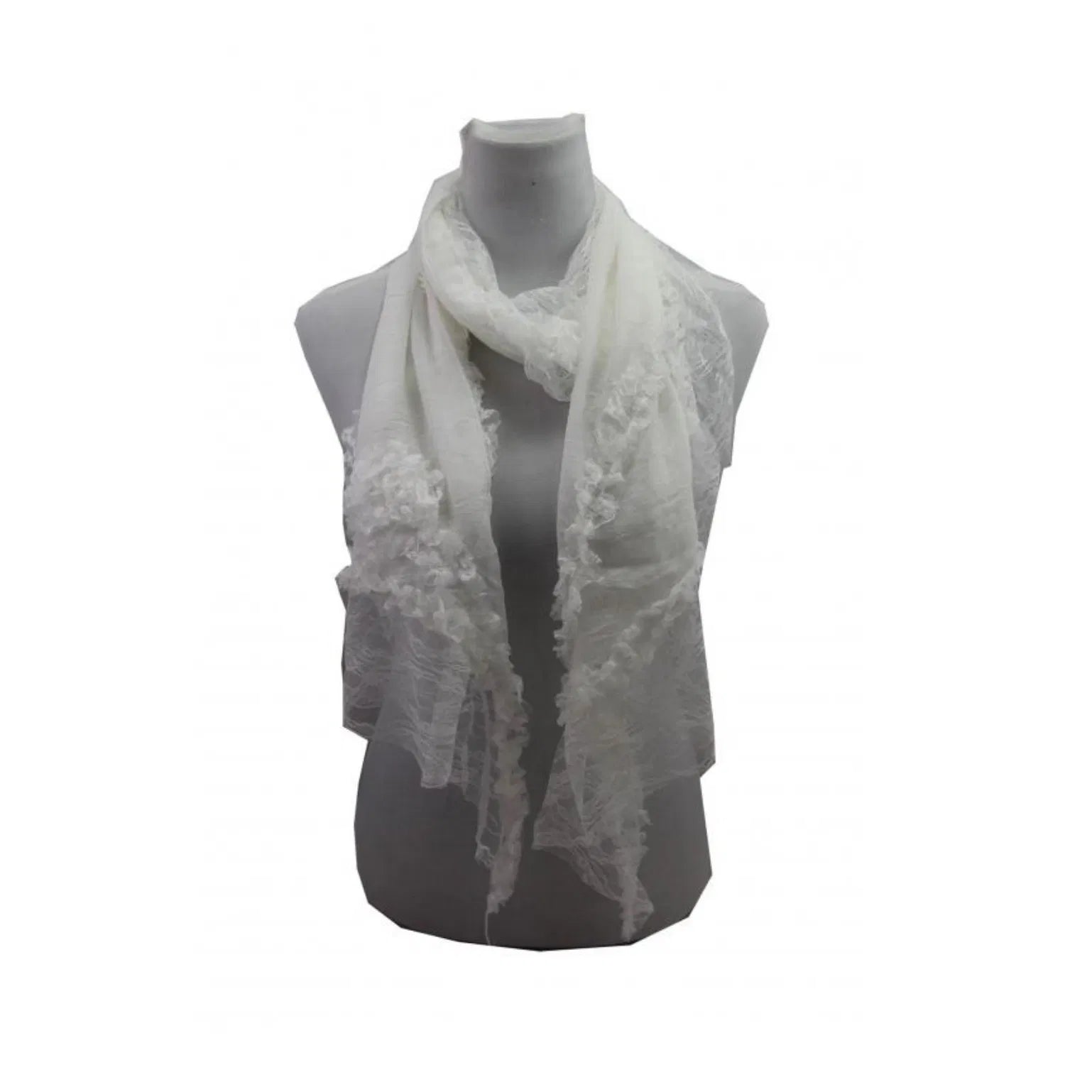 LYD196-6 Lace Waterfall Scarf with Crochet Triangular Ends