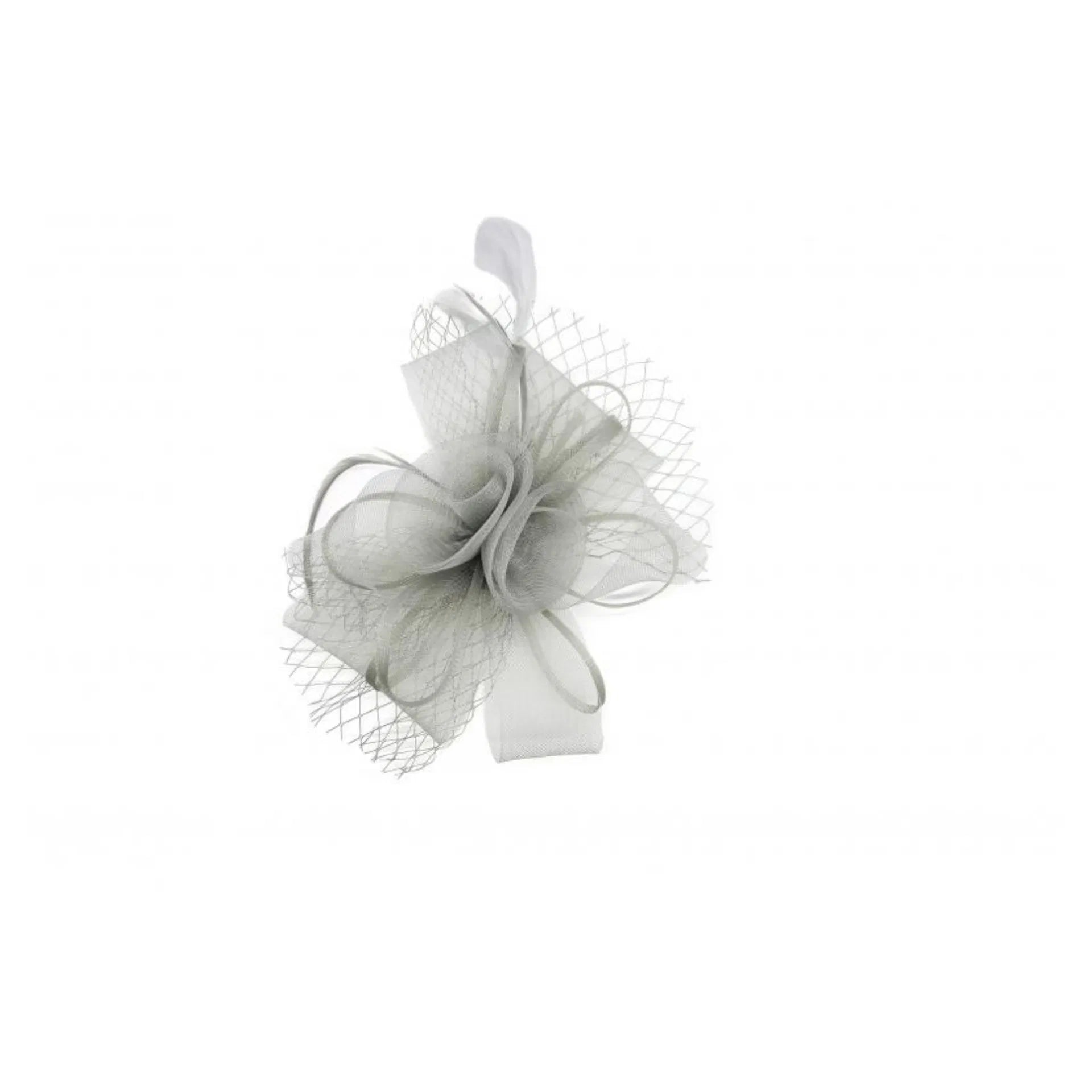 MX1748-3 Double Flower Gauze Fascinator with A Butterfly Bow and Feathers