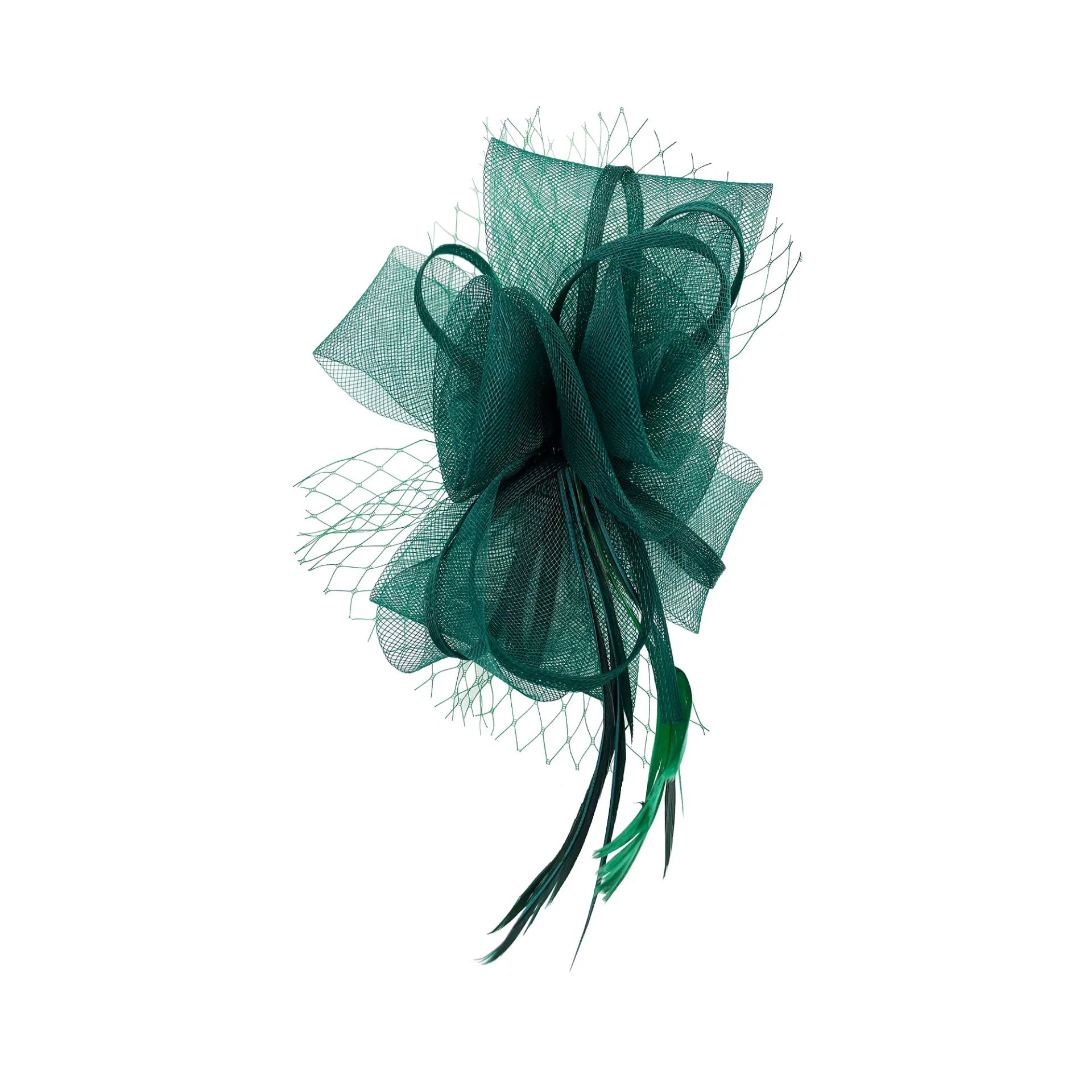 MX1748-3 Double Flower Gauze Fascinator with A Butterfly Bow and Feathers