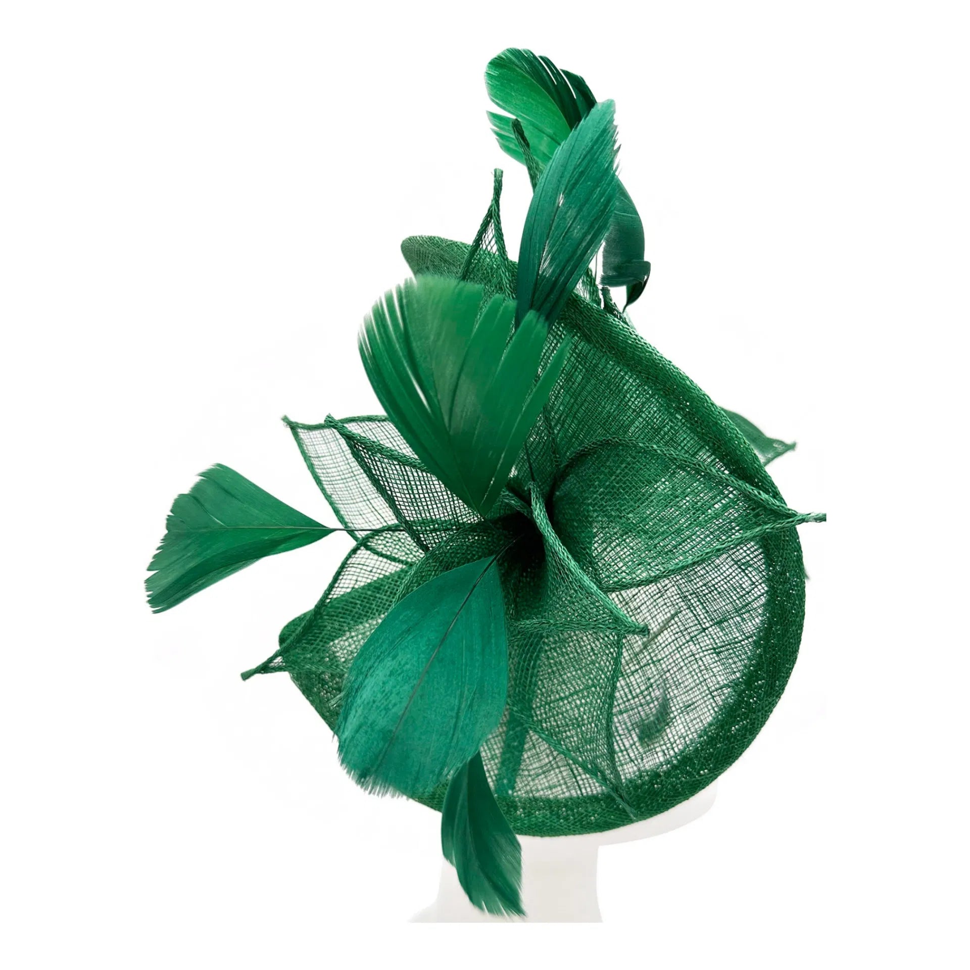 FT4240 Asymmetric Twisted Shaped Flowers and Feathers Burst Fascinator
