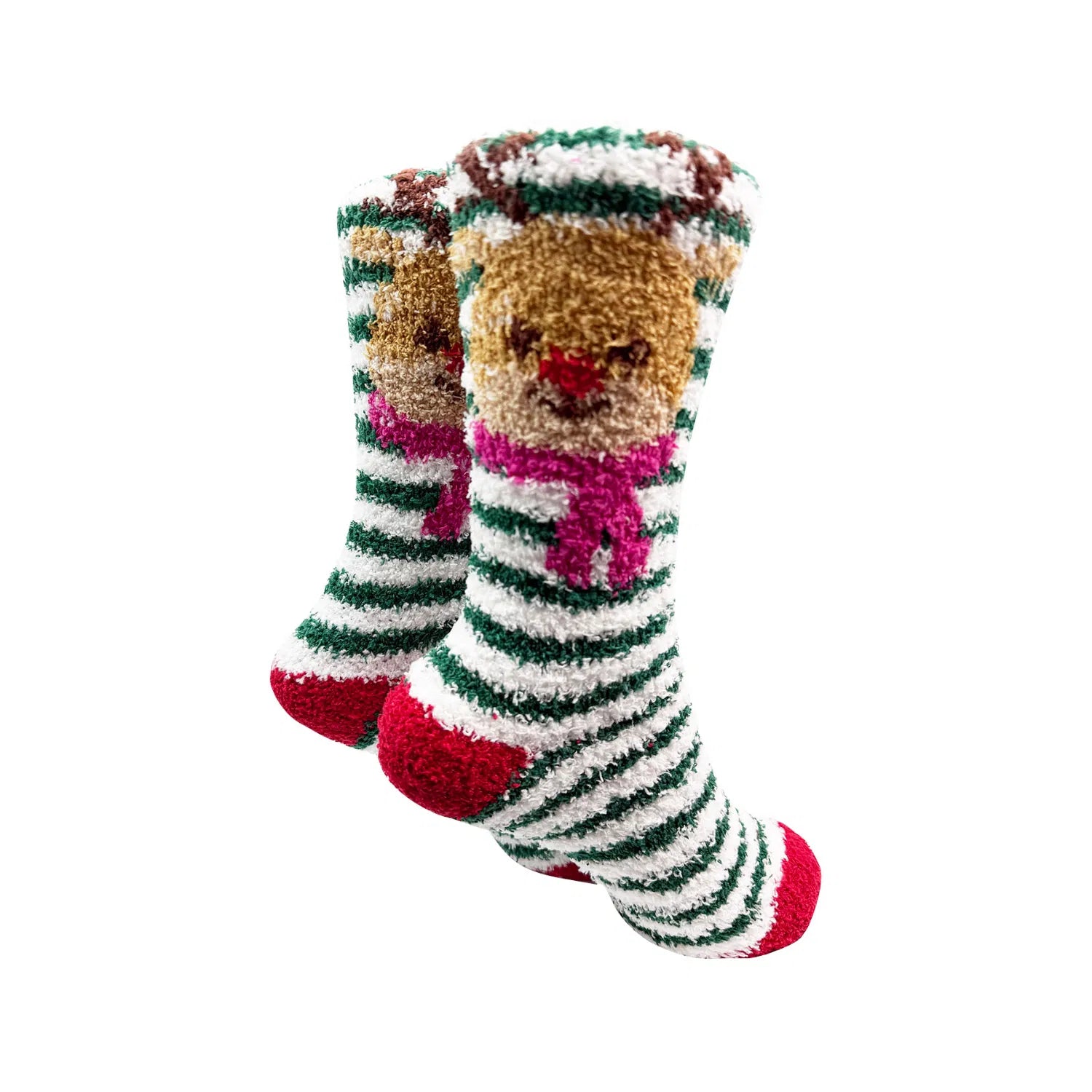 SK-35 Christmas Themed Fluffy Socks with Stripes