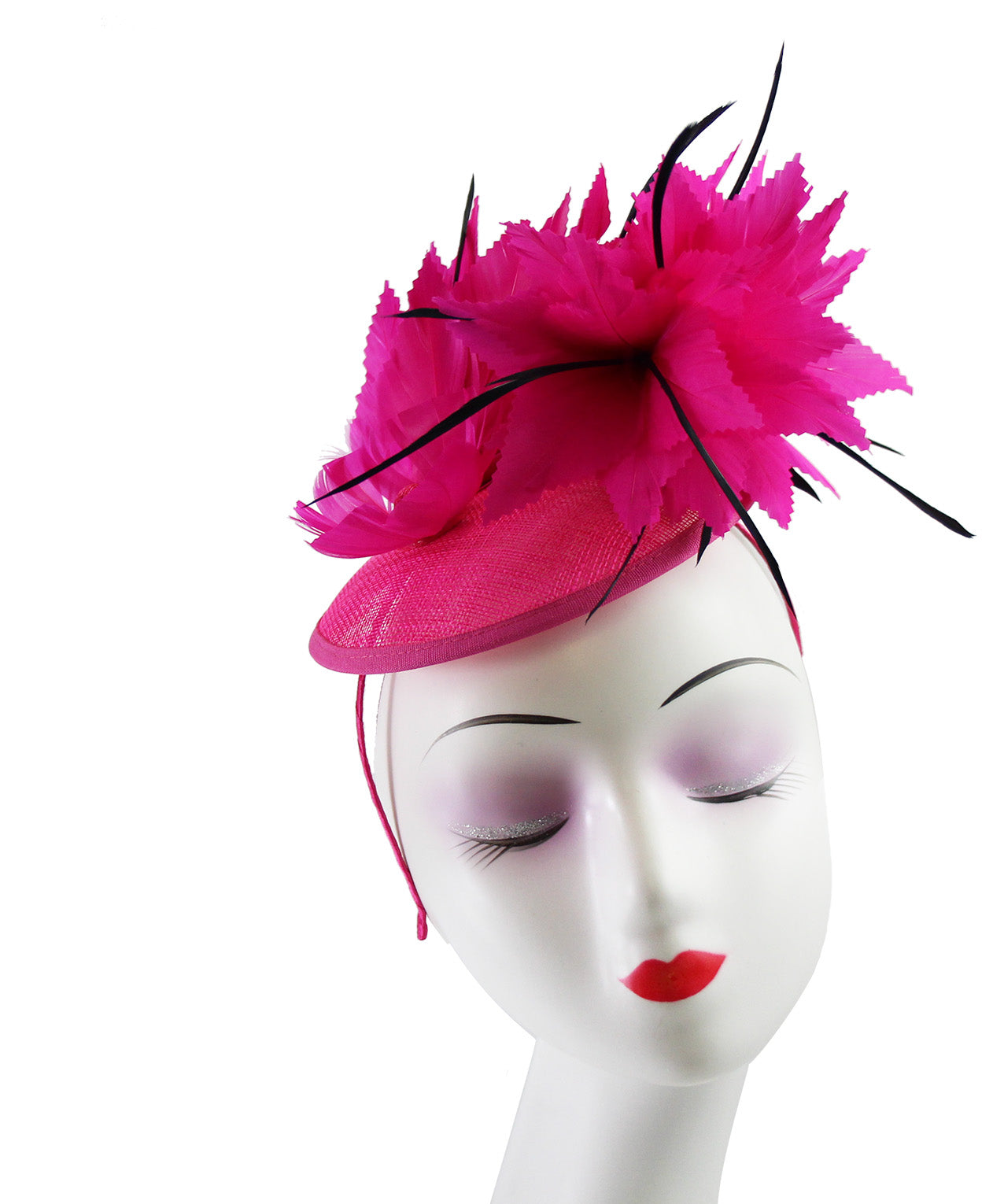 FT9268-003 Bendable Real Feather Flower Fascinator with a Sinamay Disc