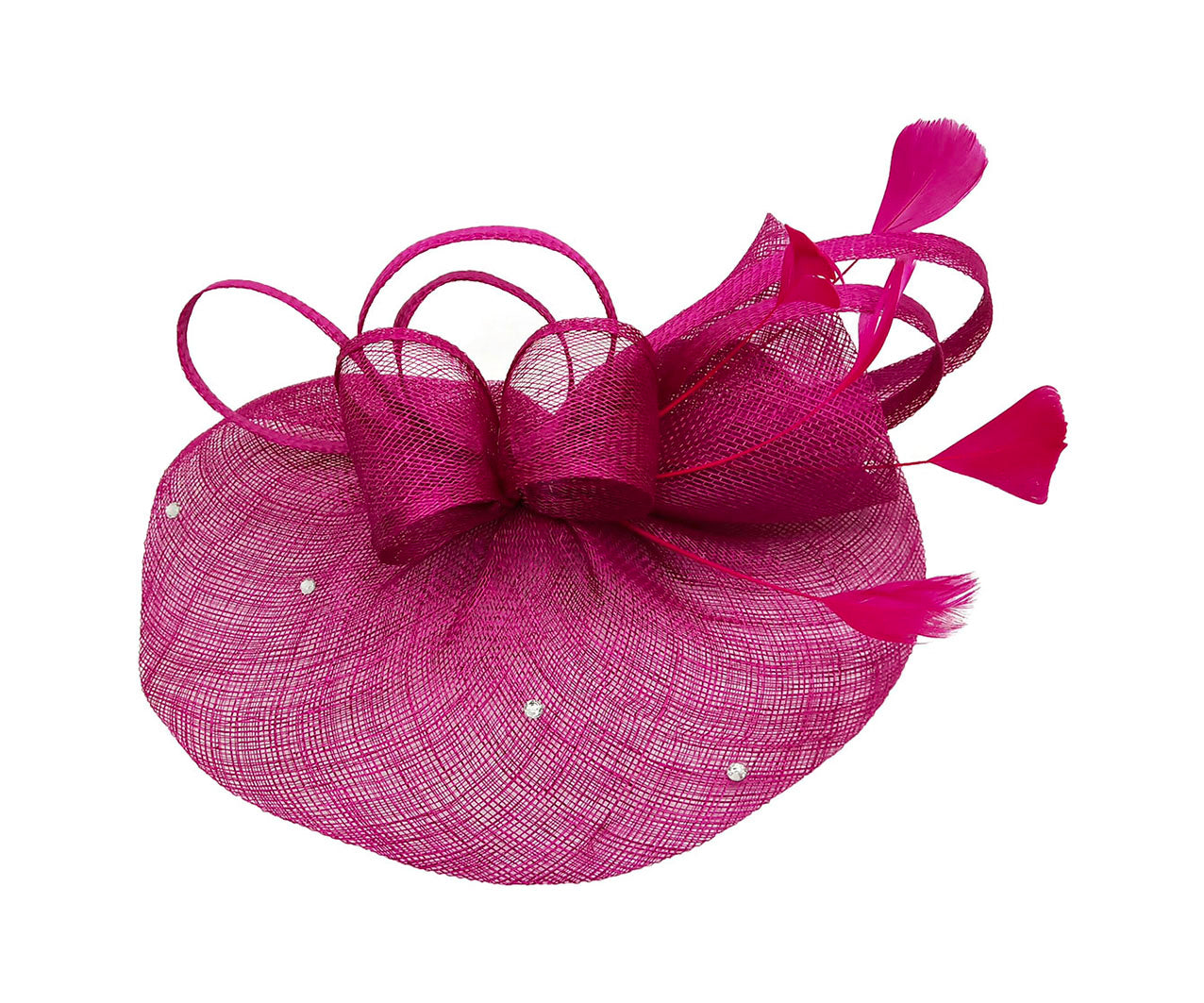FT9020-004 Sinamay Fascinator with Diamonds and Real Feather