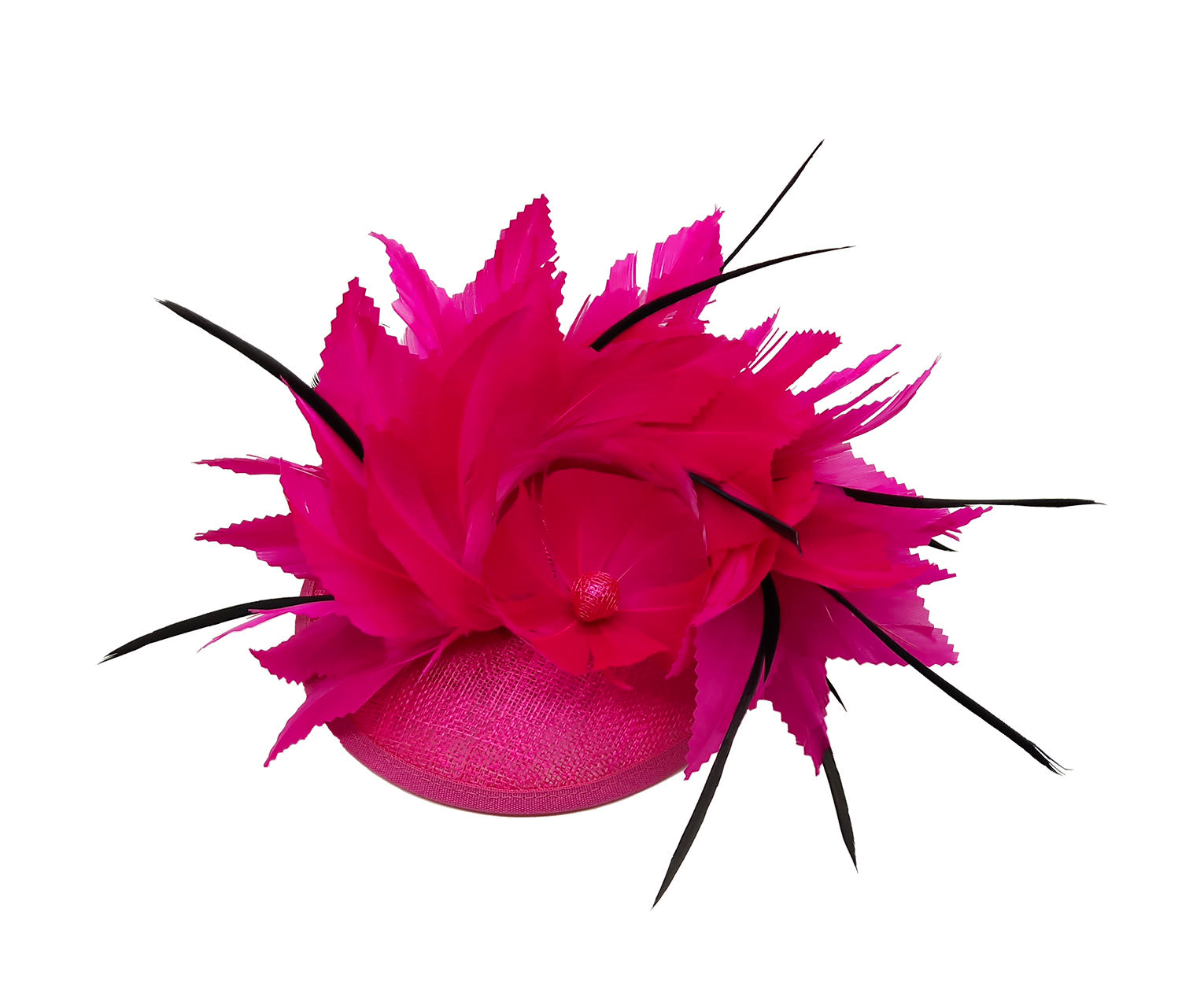 FT9268-003 Bendable Real Feather Flower Fascinator with a Sinamay Disc