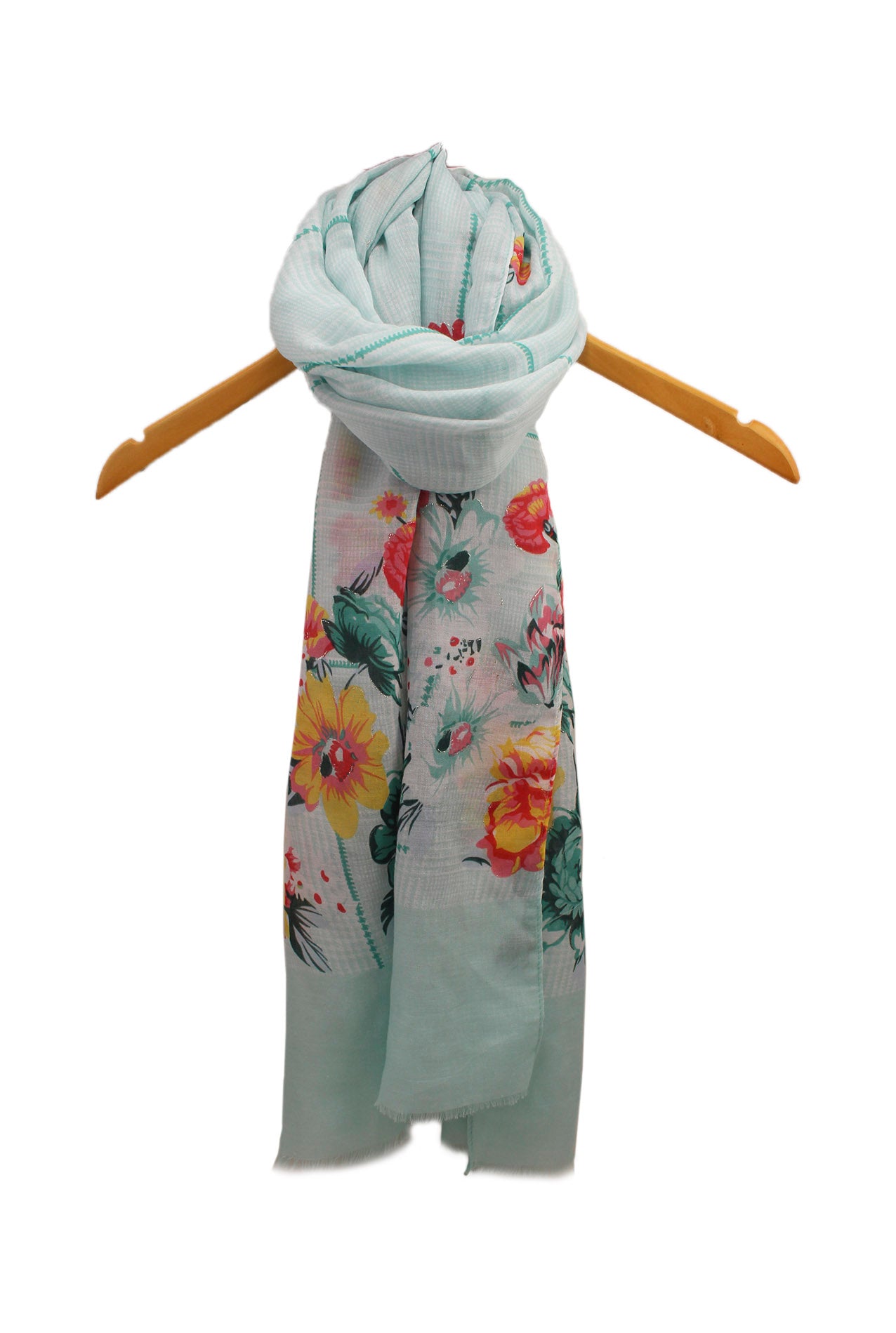 SF1995-022 Printed Scarf with Flower Pattern and Shiny Glitters