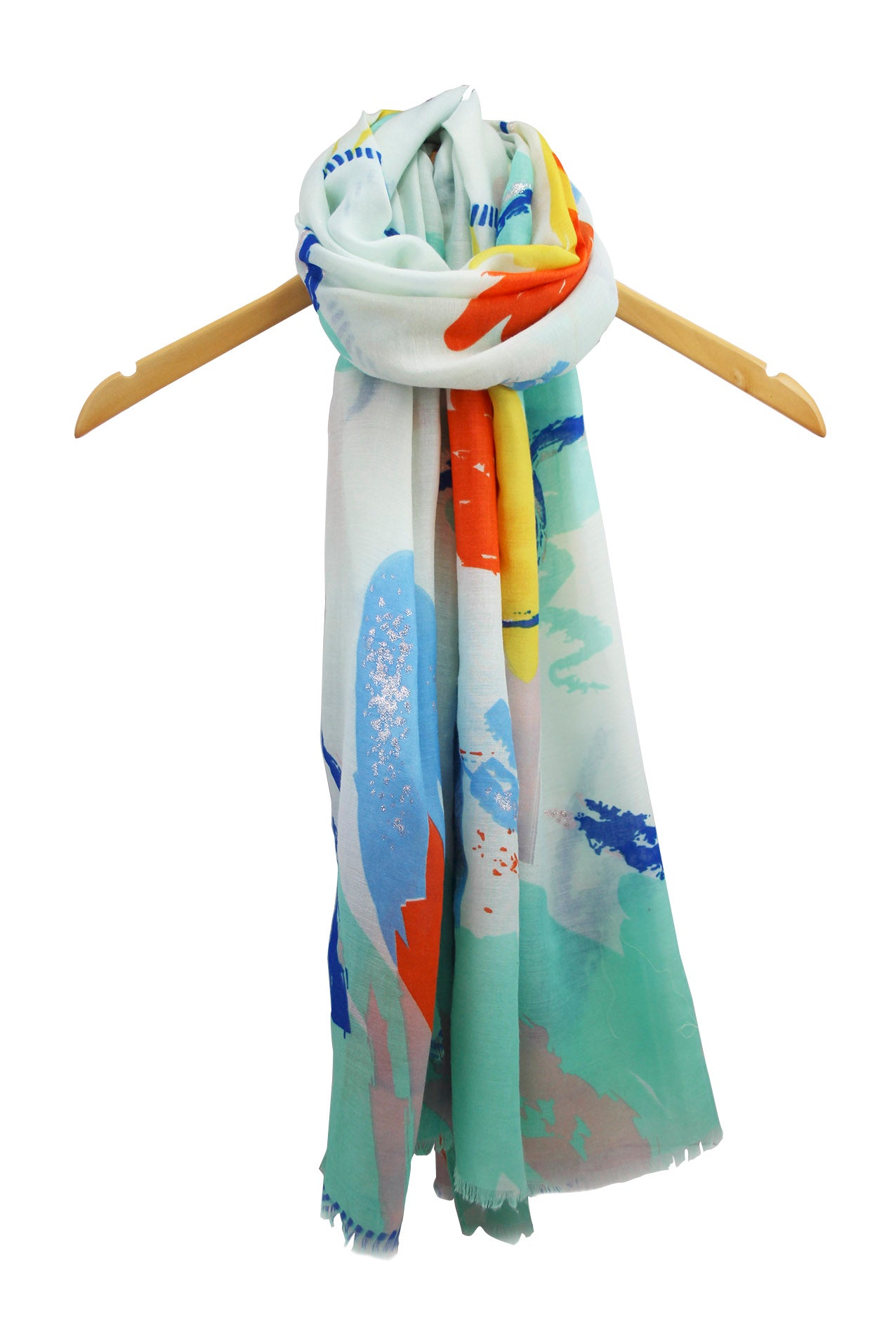 SF1995-020 Soft Printed Scarf with Abstract Pattern and Shiny Glitters