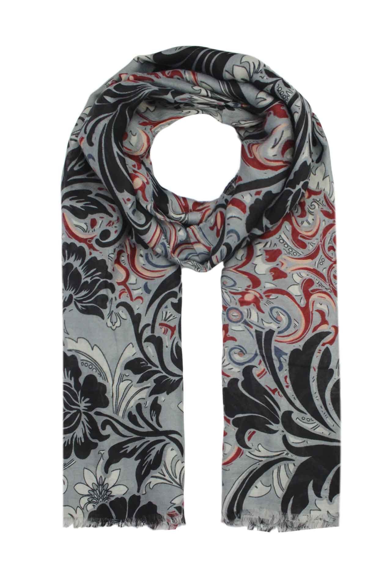 AB1792-147 Floral Design Cotton Blend Scarf