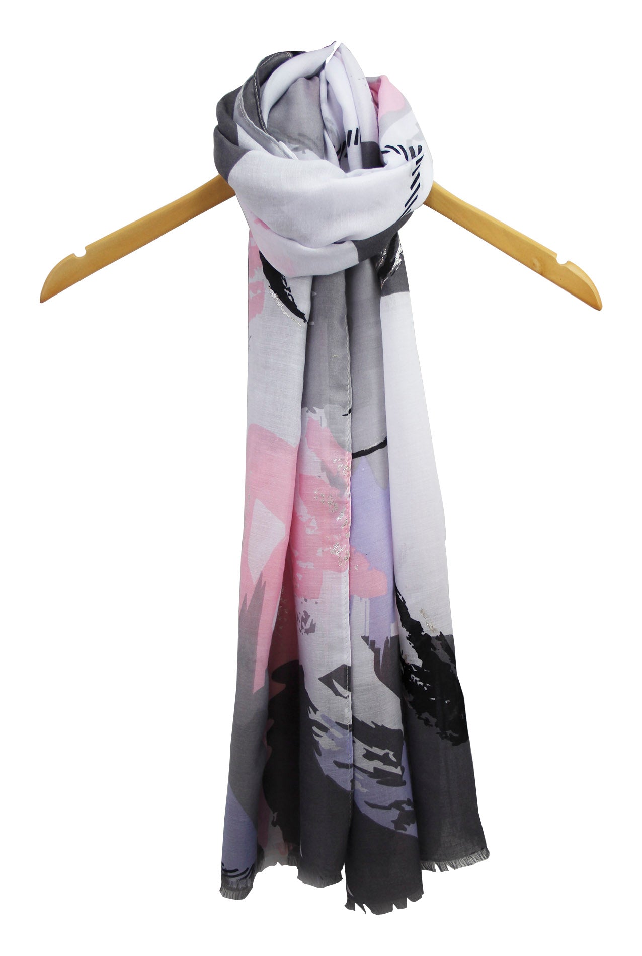 SF1995-020 Soft Printed Scarf with Abstract Pattern and Shiny Glitters