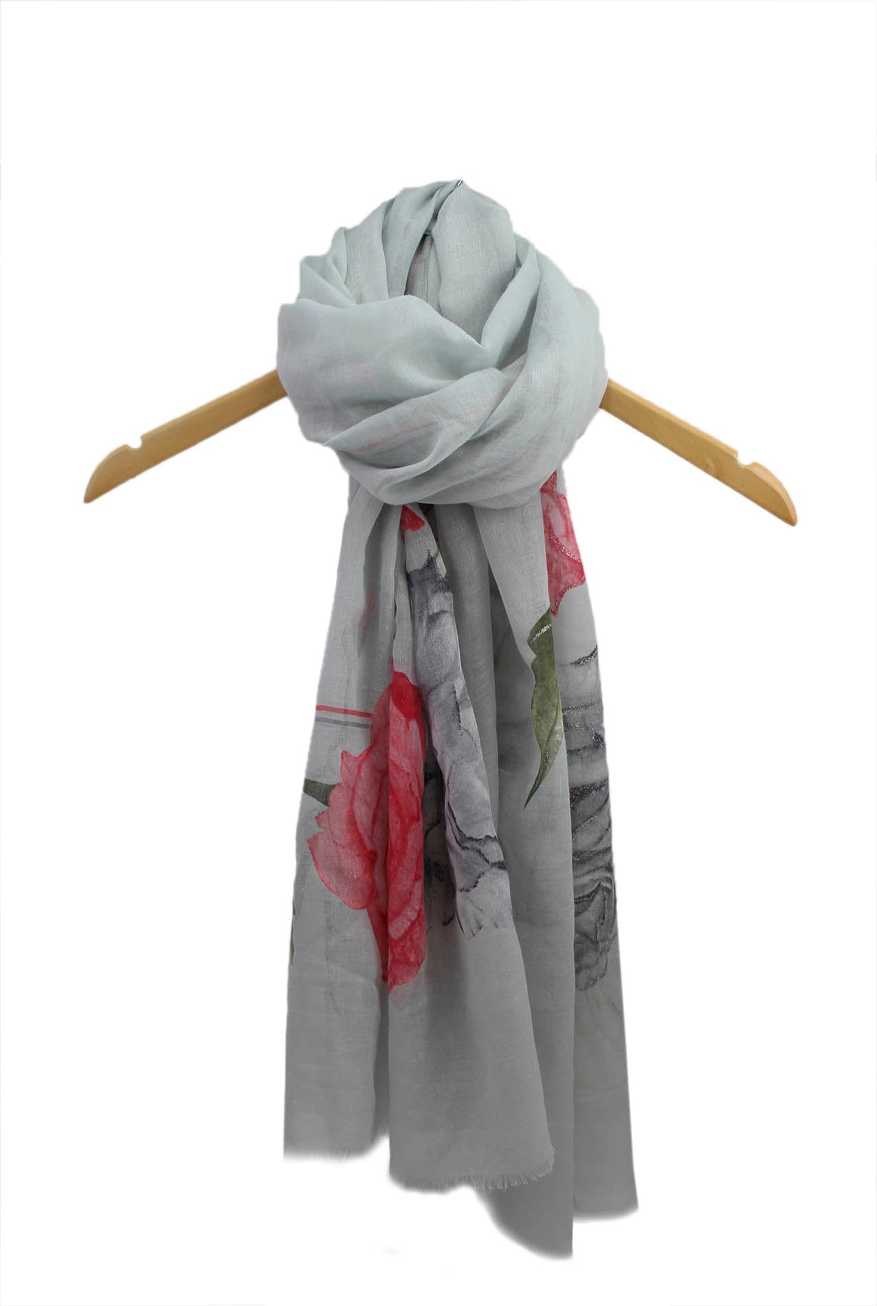 SF1985-017 Soft Scarf with Rose Flowers and Shiny Glitters