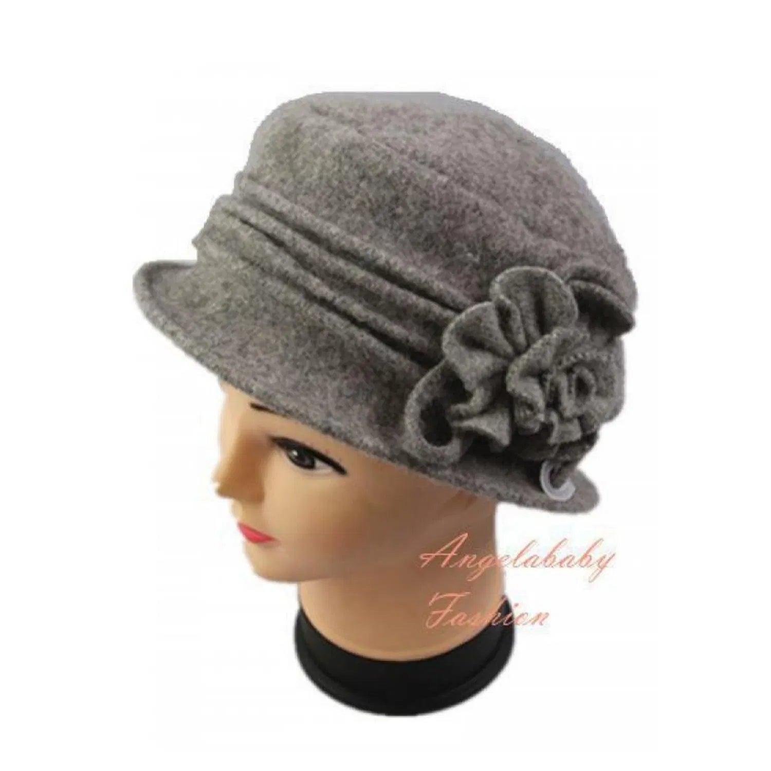 YJ034-72302 Woollen Cloche Hat with Flower