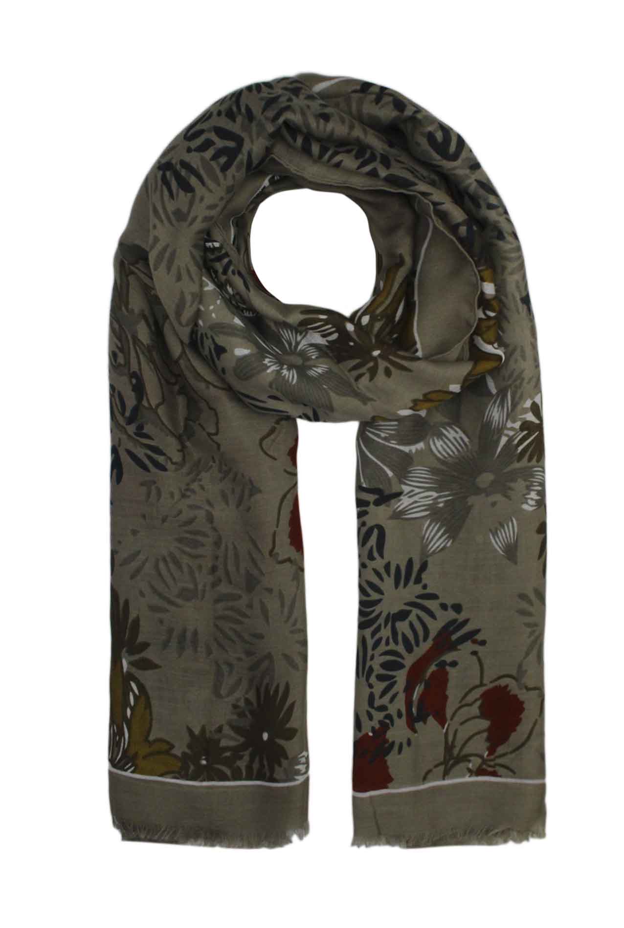 AB1792-146 Flower Print Multicolour Cotton Blend Scarf