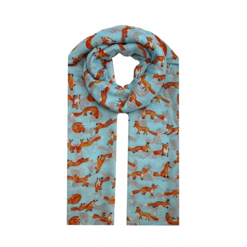 AB1850-334 Small Fox Print Viscose Scarf