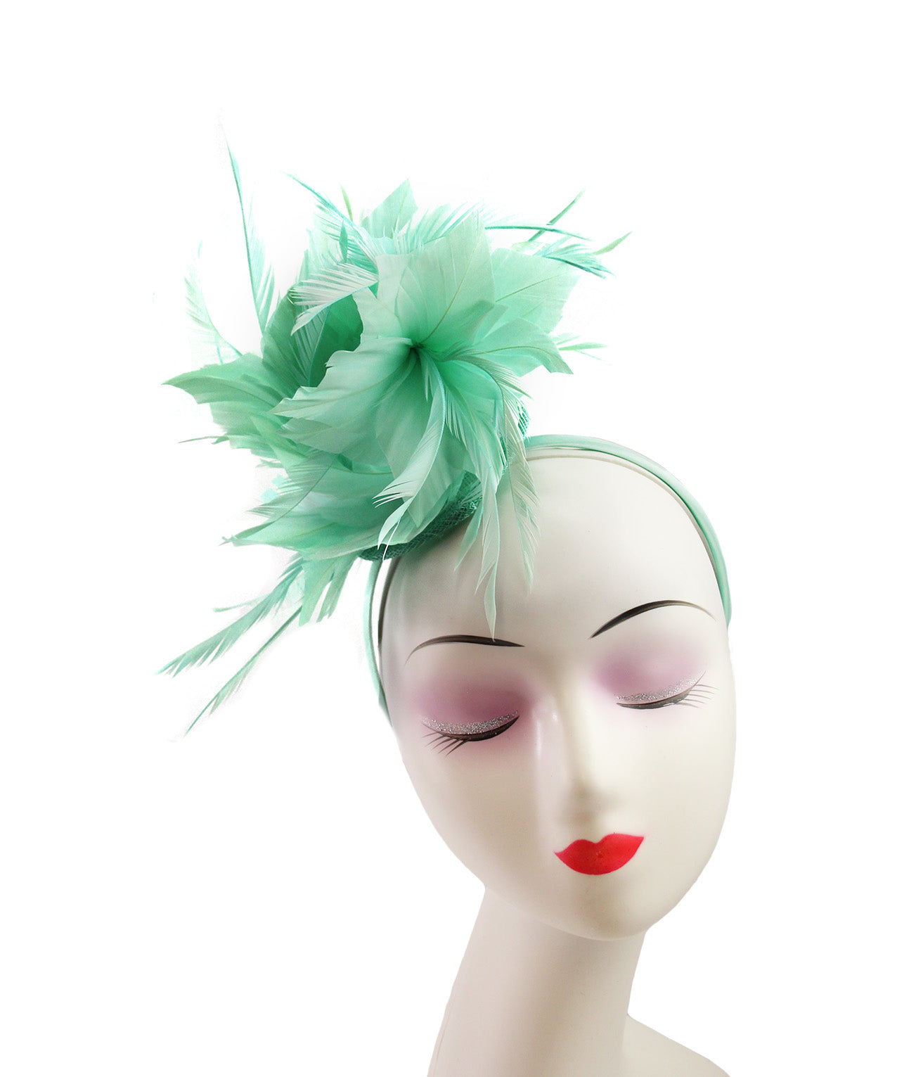 FT9022-008 Disc Fascinator with large and Bendable Feather Flower