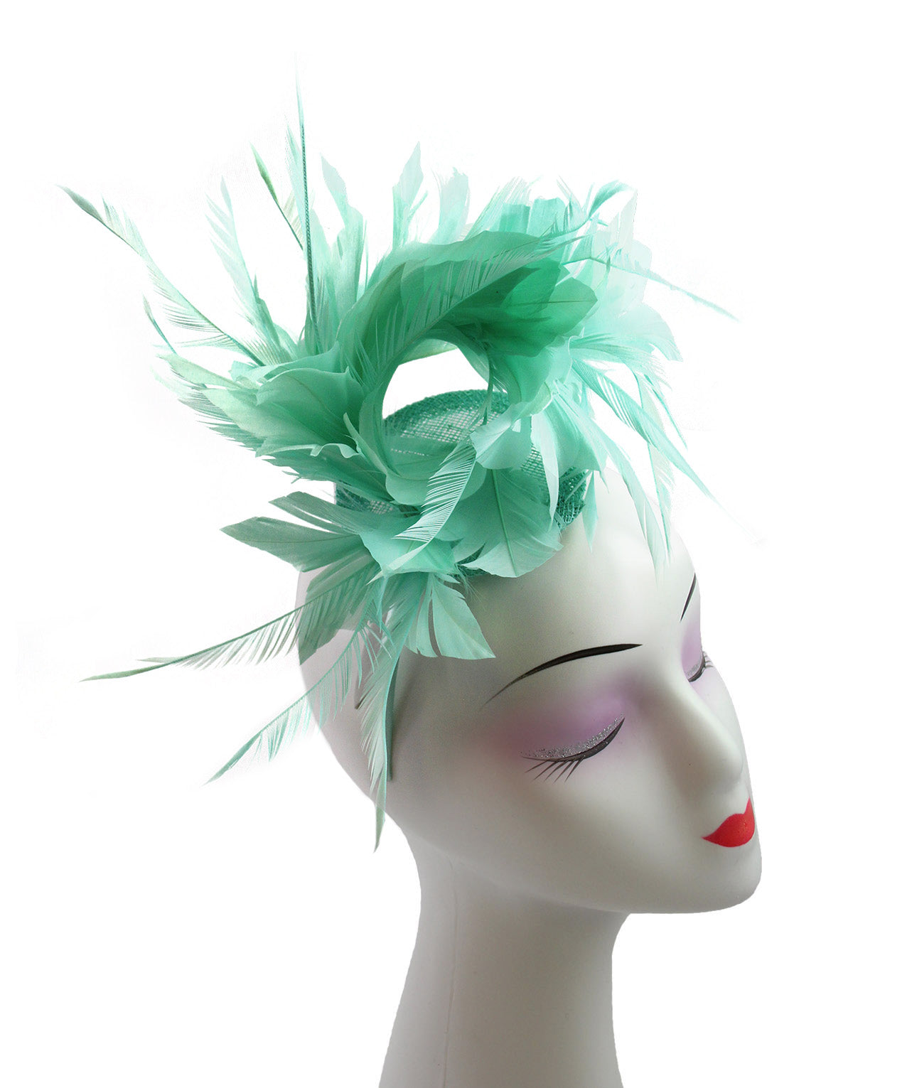 FT9022-008 Disc Fascinator with large and Bendable Feather Flower