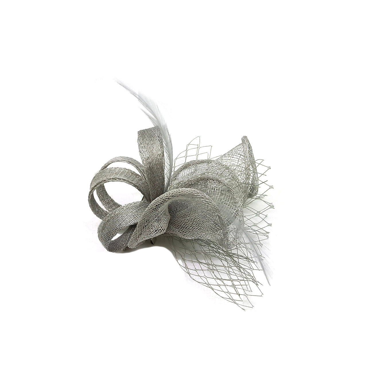 FT9075-012 Sinamay Wavy Fascinator with Loops and Mesh