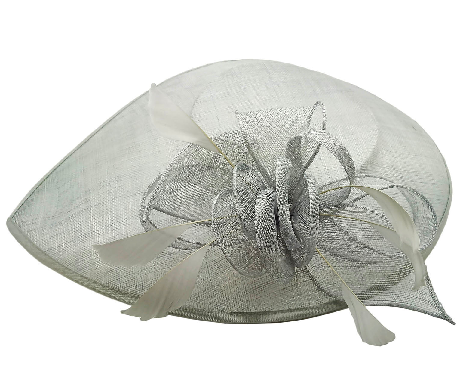 FT9038-019 Large Sinamay Hatinator with Curved Hoops and Feathers