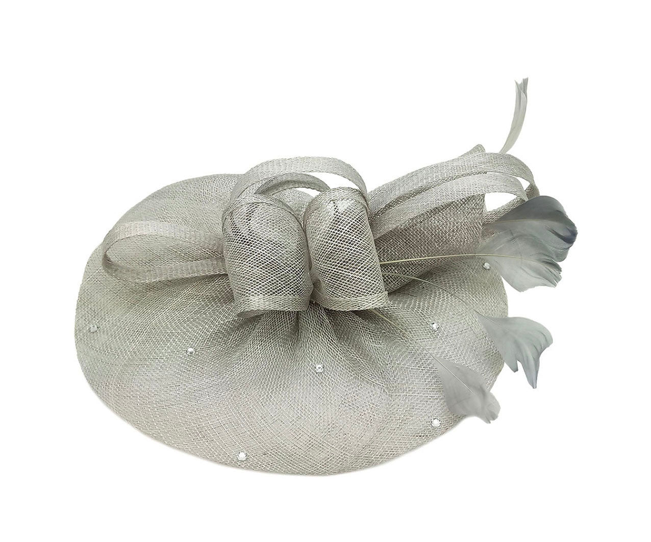 FT9020-004 Sinamay Fascinator with Diamonds and Real Feather