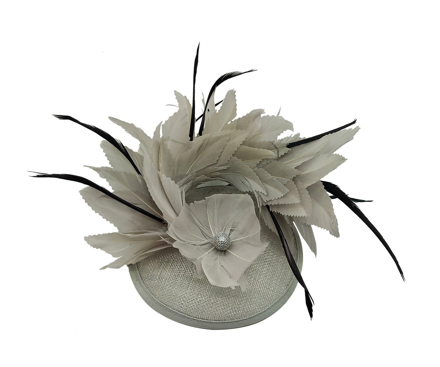 FT9268-003 Bendable Real Feather Flower Fascinator with a Sinamay Disc