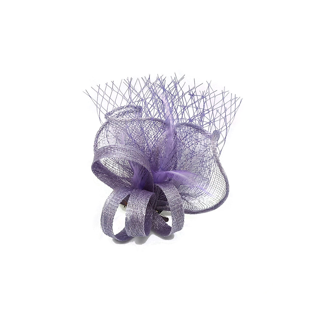 FT9075-012 Sinamay Wavy Fascinator with Loops and Mesh