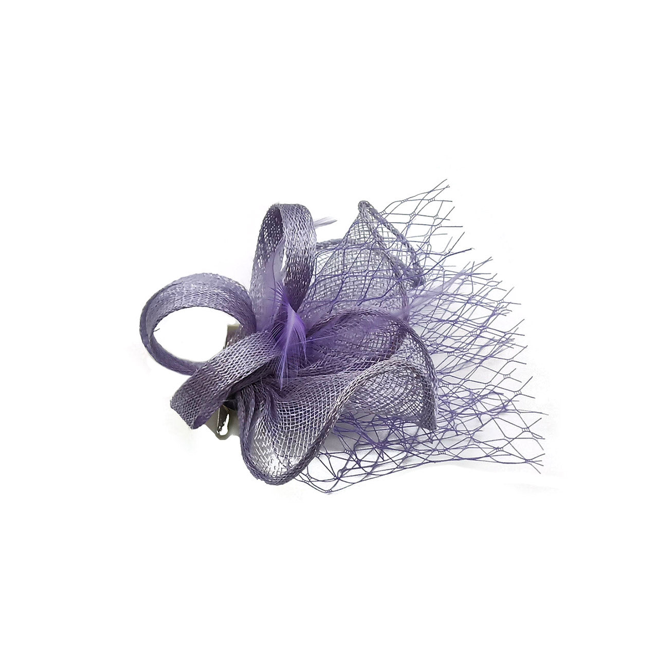 FT9075-012 Sinamay Wavy Fascinator with Loops and Mesh