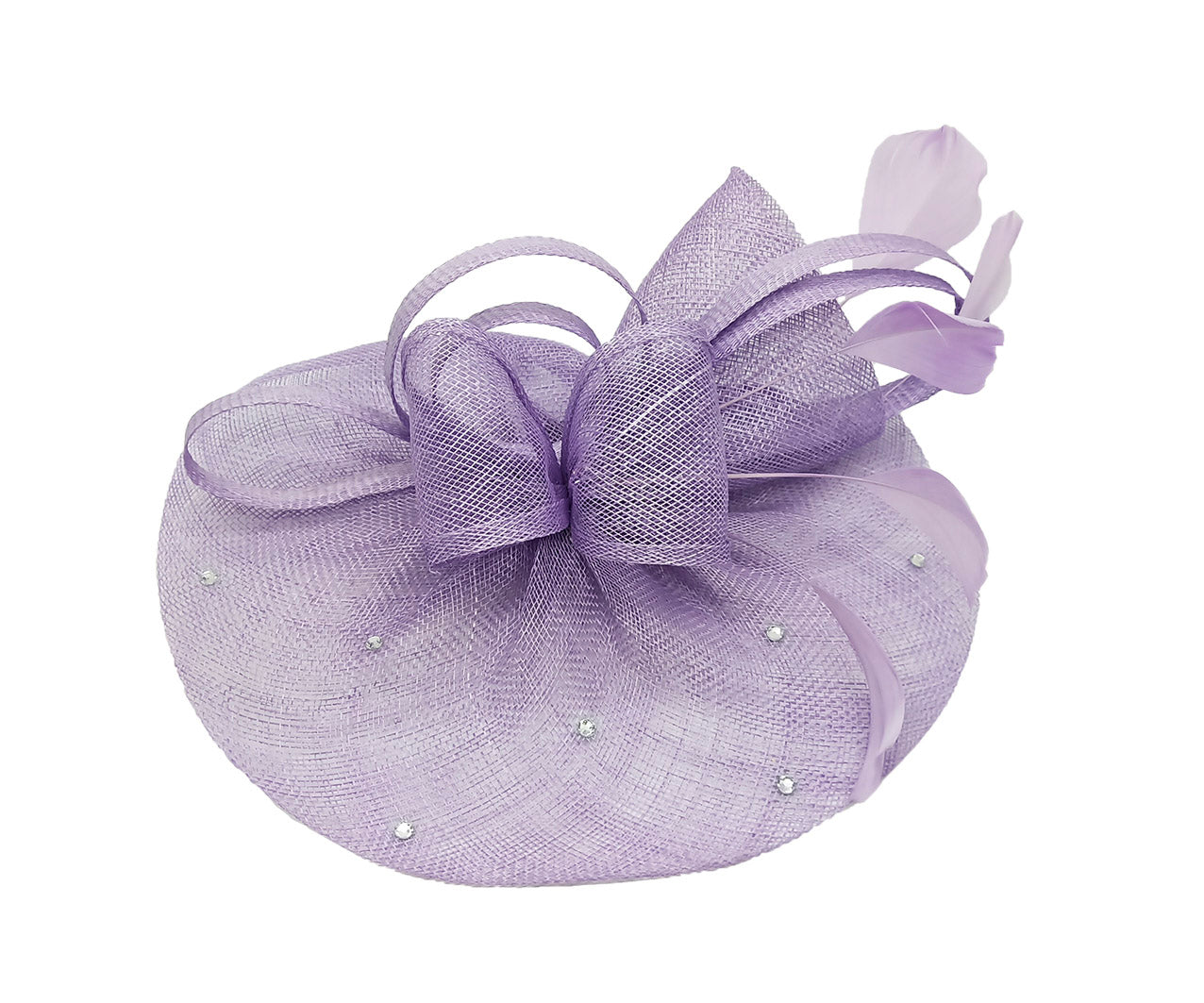 FT9020-004 Sinamay Fascinator with Diamonds and Real Feather