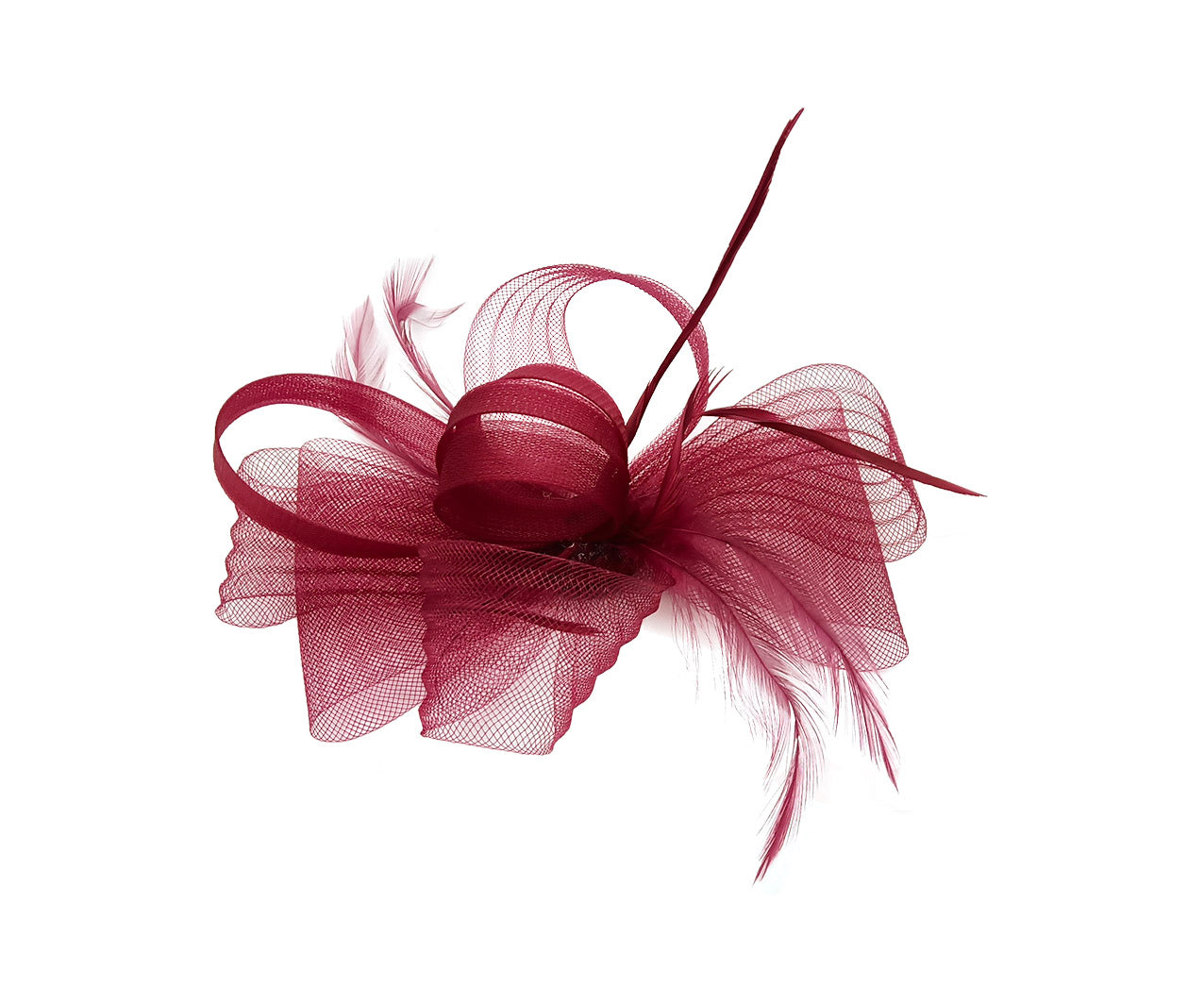 FT9048-010 Bow Fascinator with Synthetic Loops and Curled Feathers