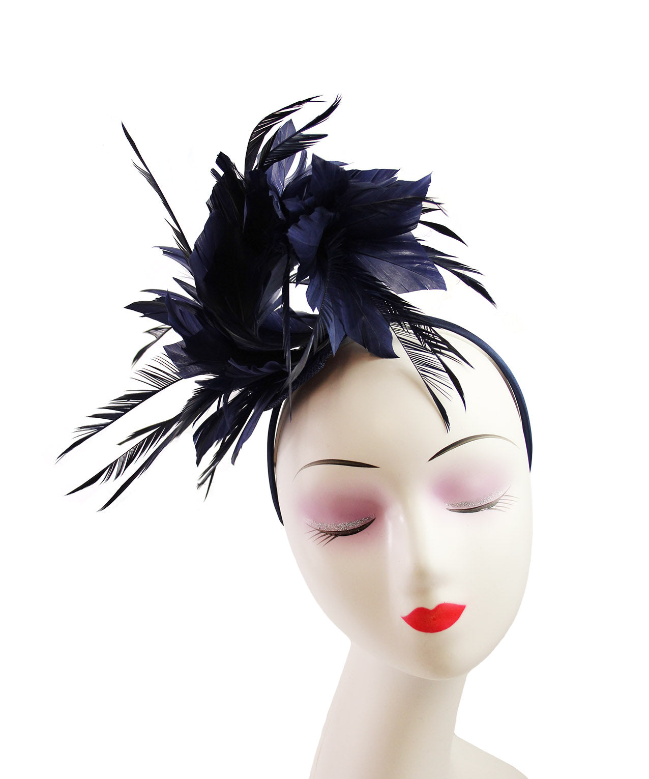 FT9022-008 Disc Fascinator with large and Bendable Feather Flower