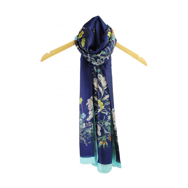 SF1911-052 Floral Splash Scarf with Coloured Boarder