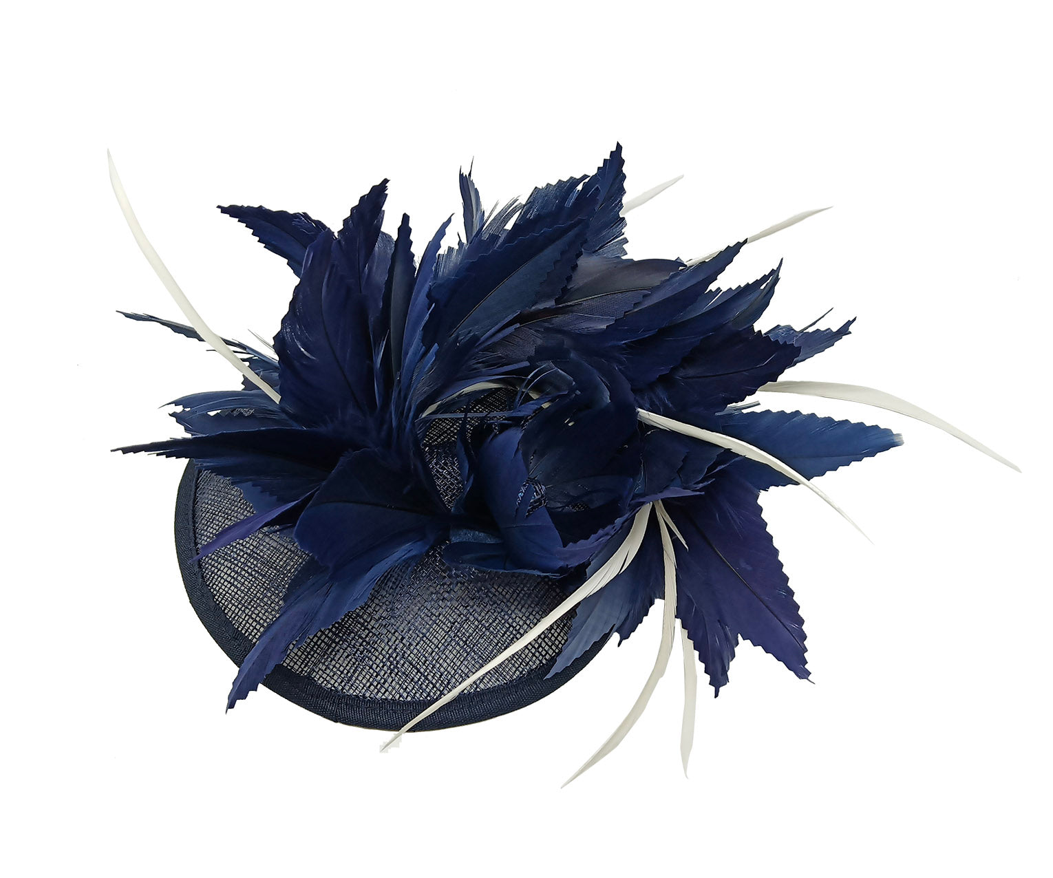 FT9268-003 Bendable Real Feather Flower Fascinator with a Sinamay Disc