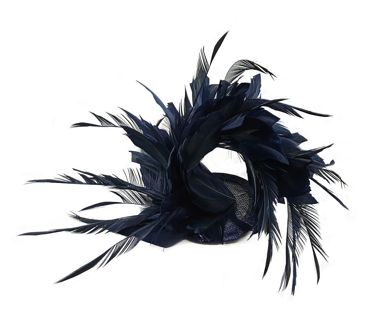 FT9022-008 Disc Fascinator with large and Bendable Feather Flower