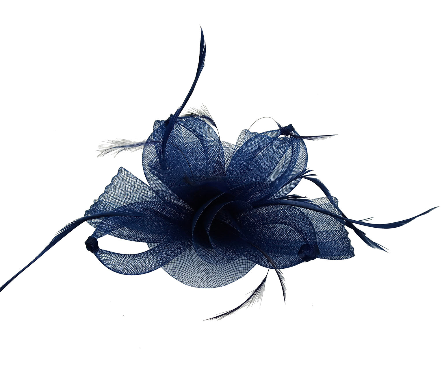 FT906-009 Crin Flower Fascinator with Curled Feathers