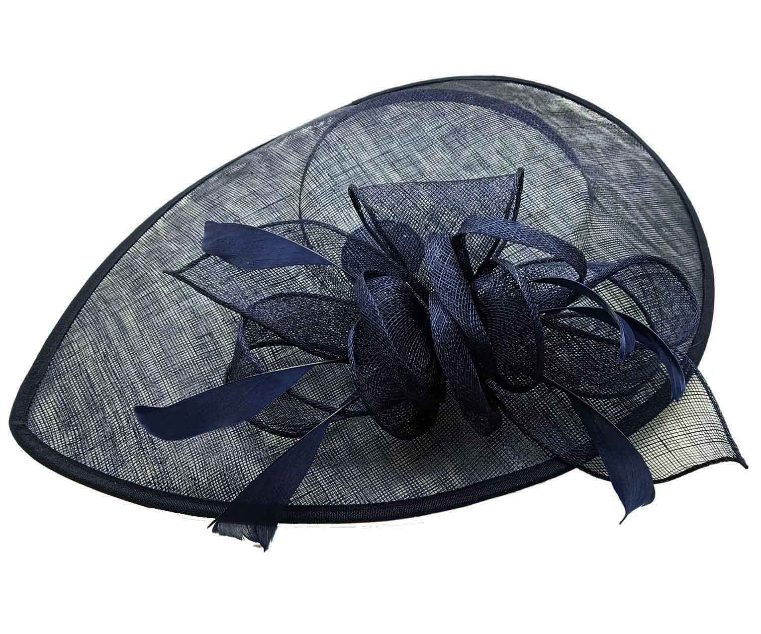 FT9038-019 Large Sinamay Hatinator with Curved Hoops and Feathers