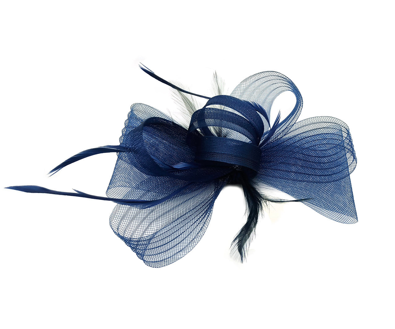 FT9048-010 Bow Fascinator with Synthetic Loops and Curled Feathers