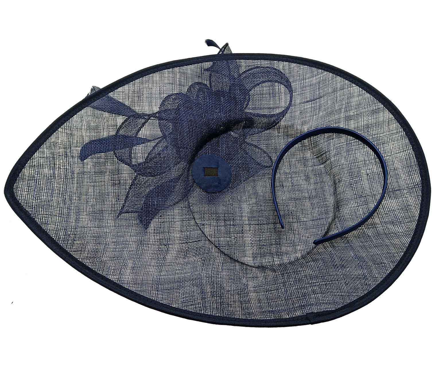 FT9038-019 Large Sinamay Hatinator with Curved Hoops and Feathers
