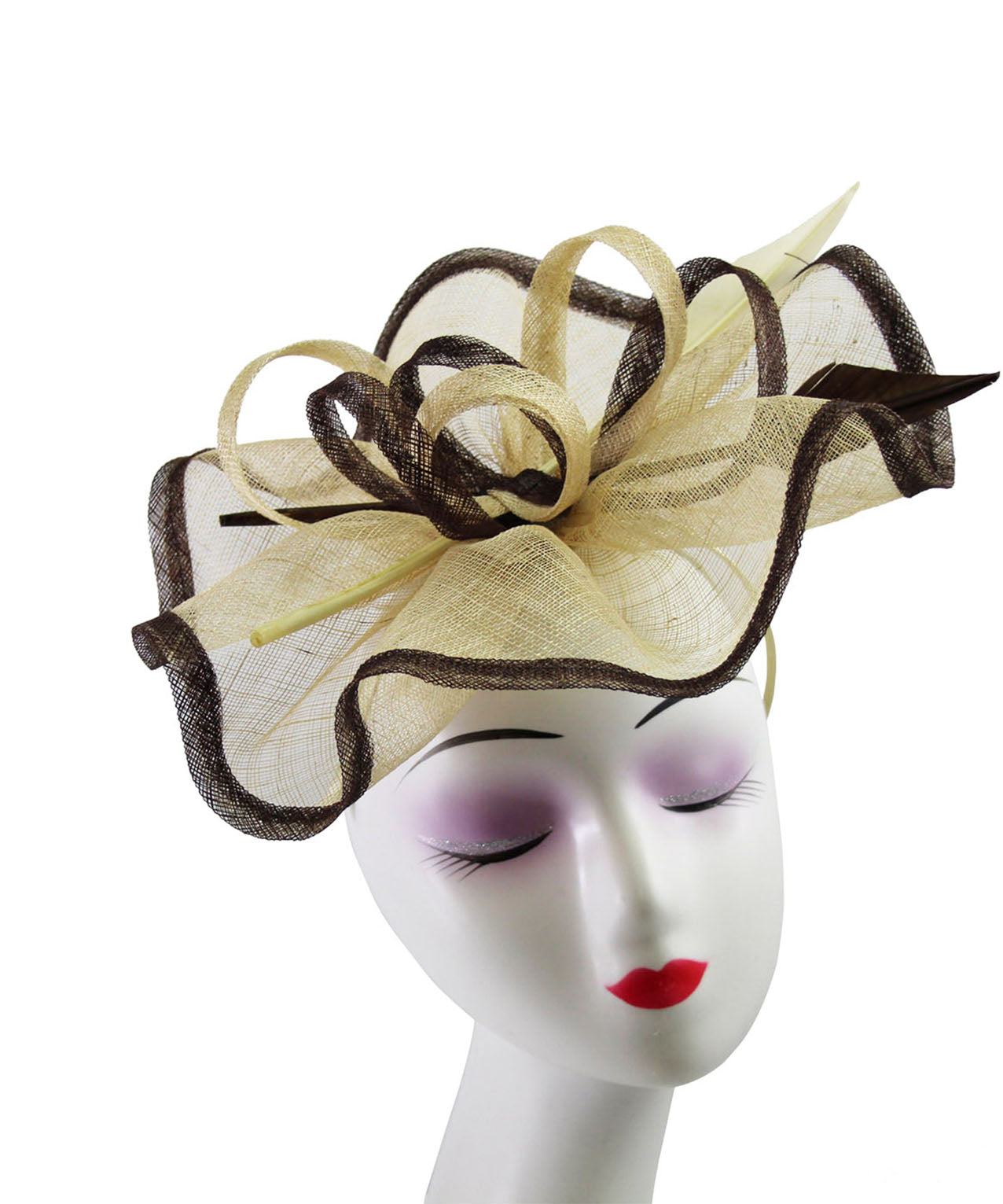 FT9022-013 Floating Edge Sinamay Fascinator with Contrast Colour