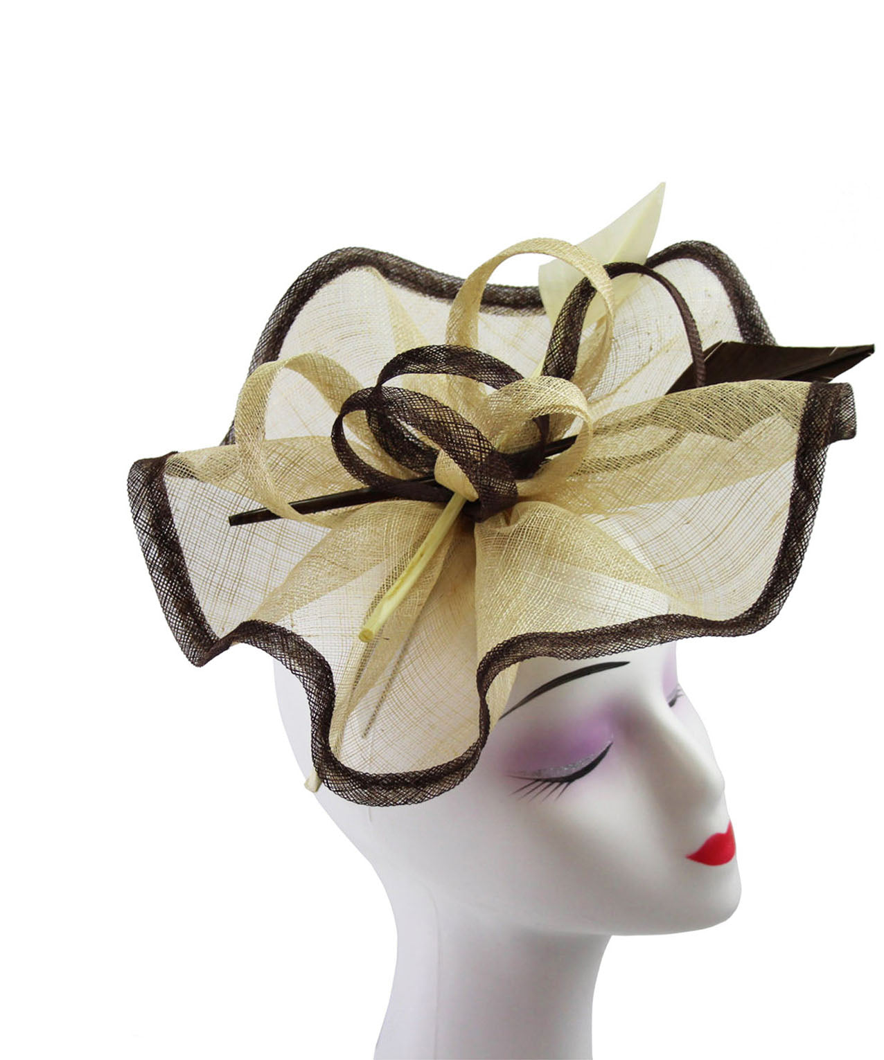 FT9022-013 Floating Edge Sinamay Fascinator with Contrast Colour