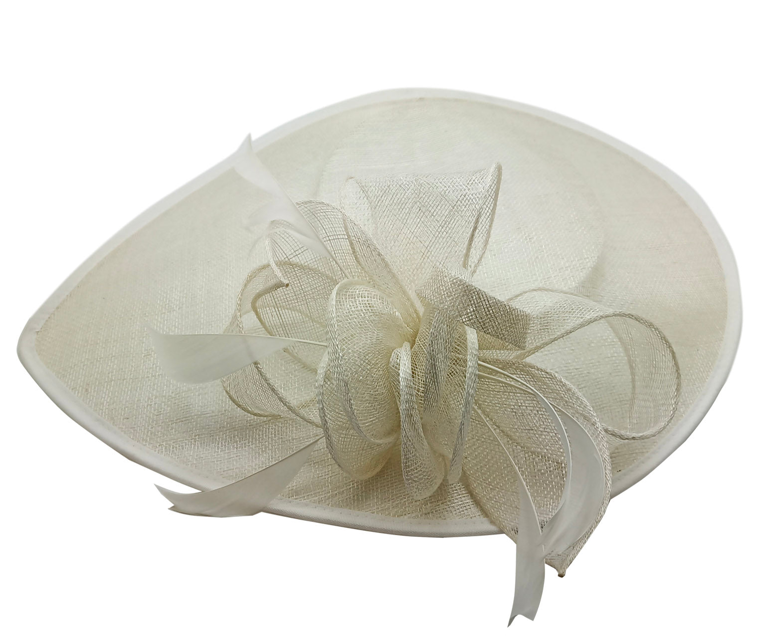FT9038-019 Large Sinamay Hatinator with Curved Hoops and Feathers