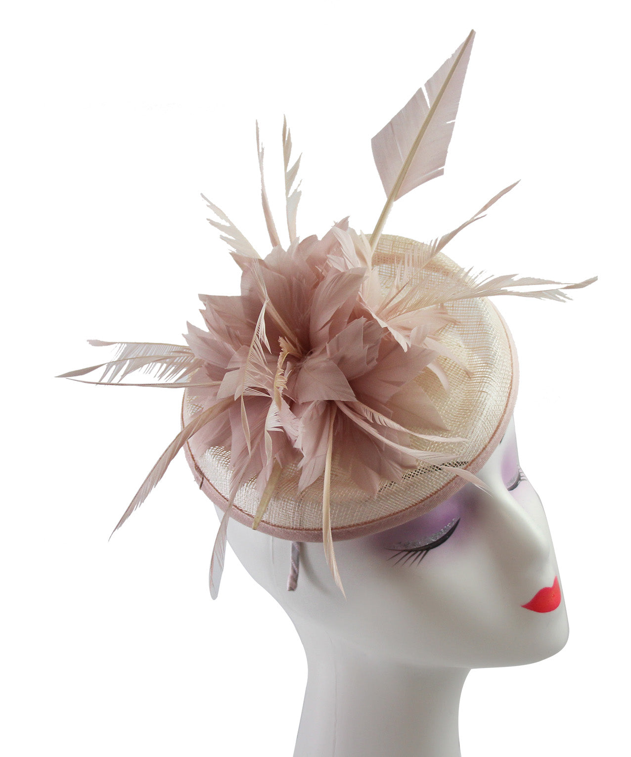 FT9265-004 Sinamay Cocktail Base Fascinator with Feather Flowers