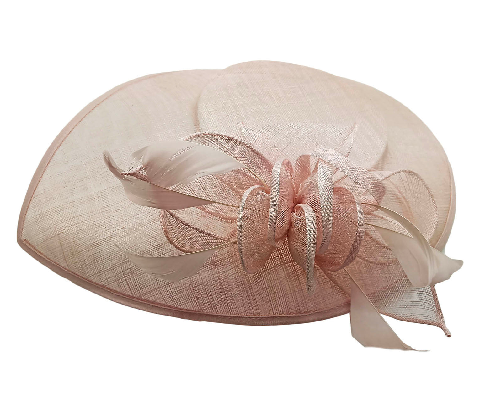 FT9038-019 Large Sinamay Hatinator with Curved Hoops and Feathers