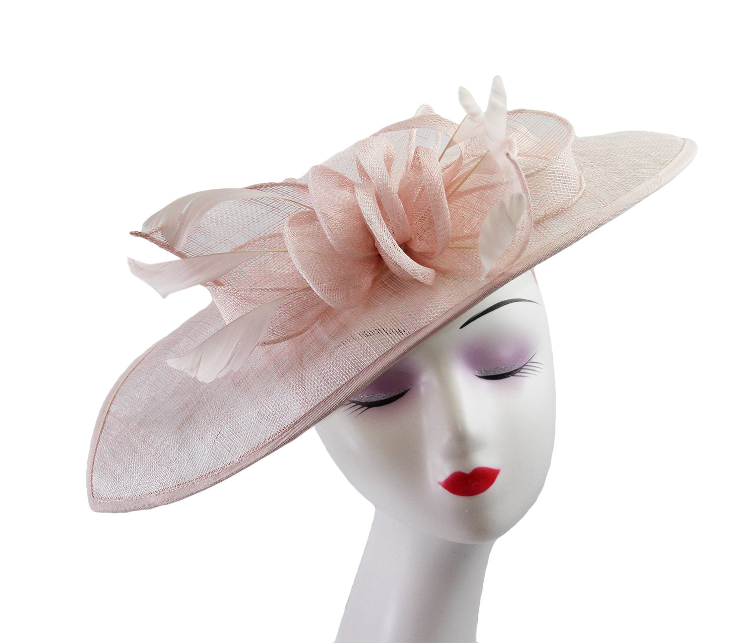 FT9038-019 Large Sinamay Hatinator with Curved Hoops and Feathers