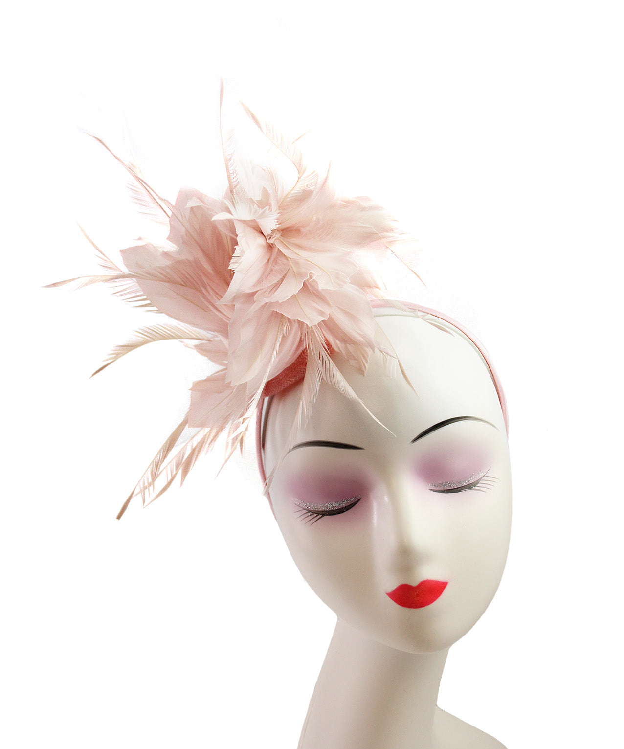 FT9022-008 Disc Fascinator with large and Bendable Feather Flower