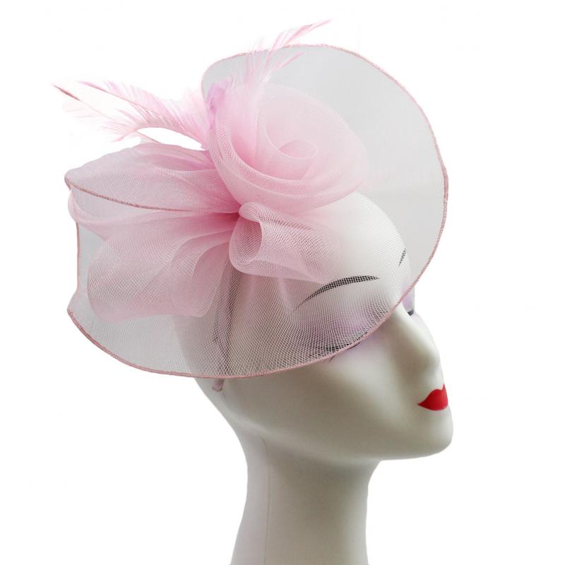 FT9009-031 Rose Fascinator with Feathers