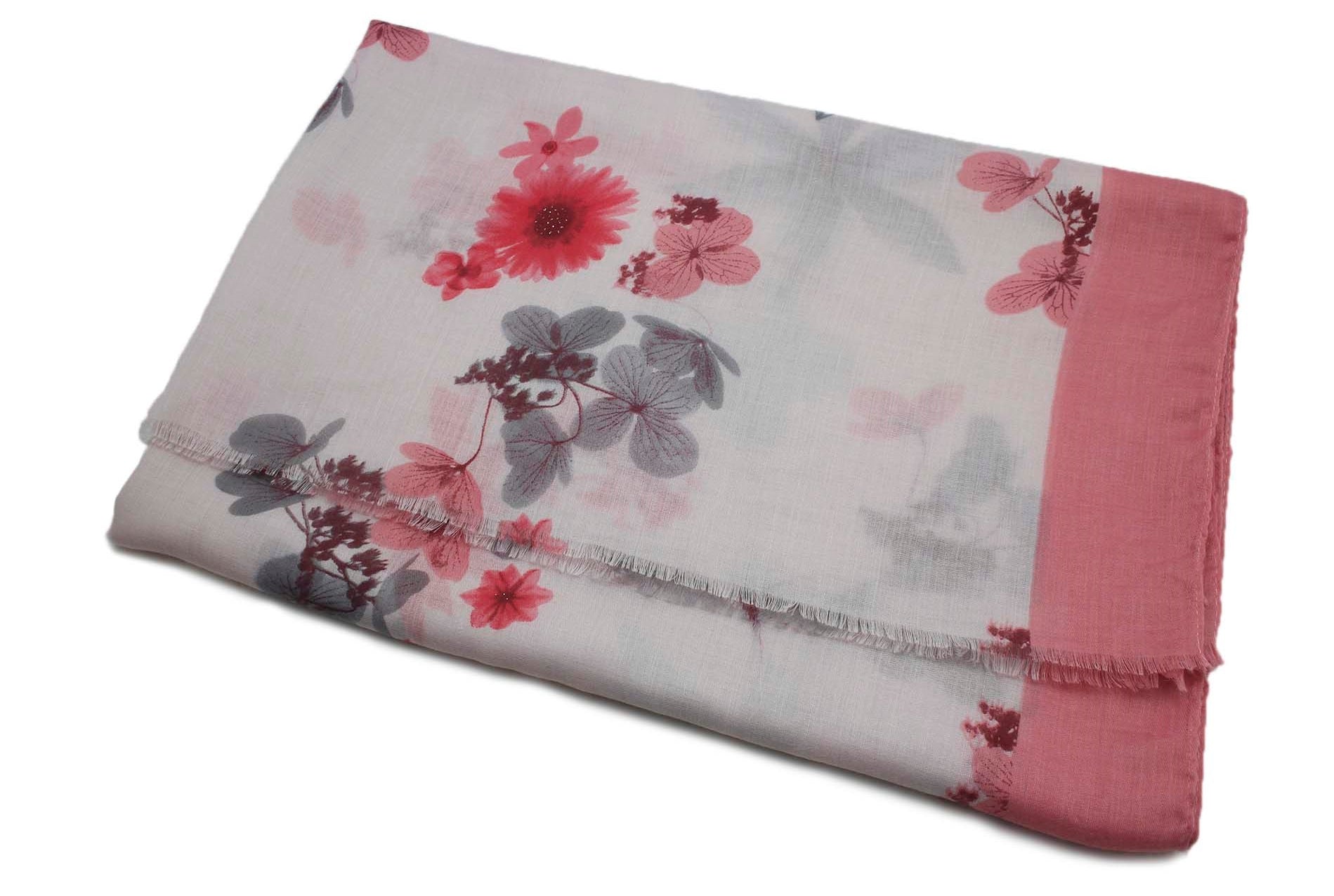 SF1995-019 Soft Print Floral Cotton Blend Scarf