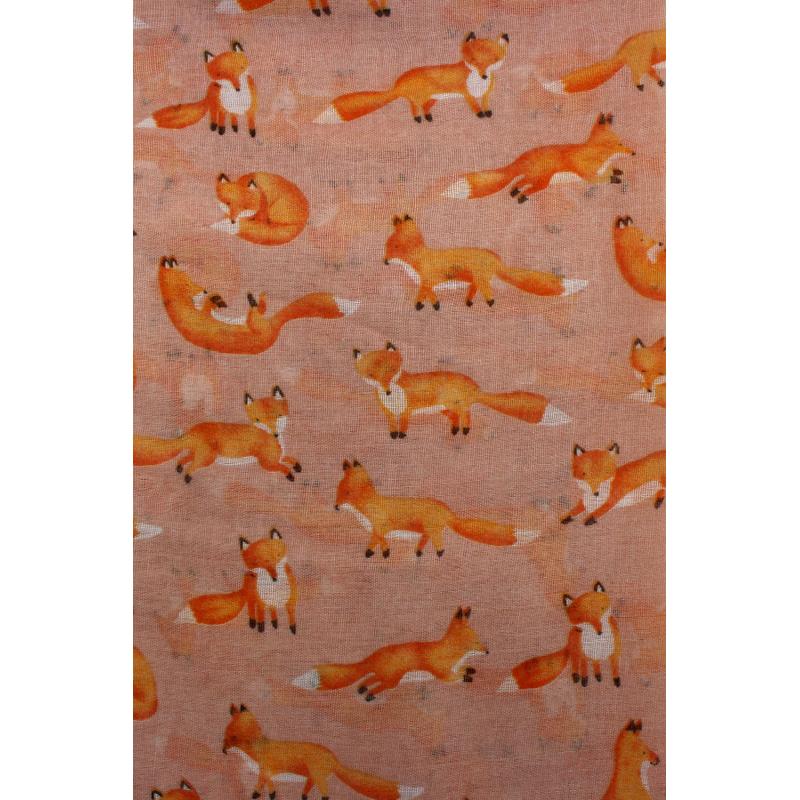 AB1850-334 Small Fox Print Viscose Scarf