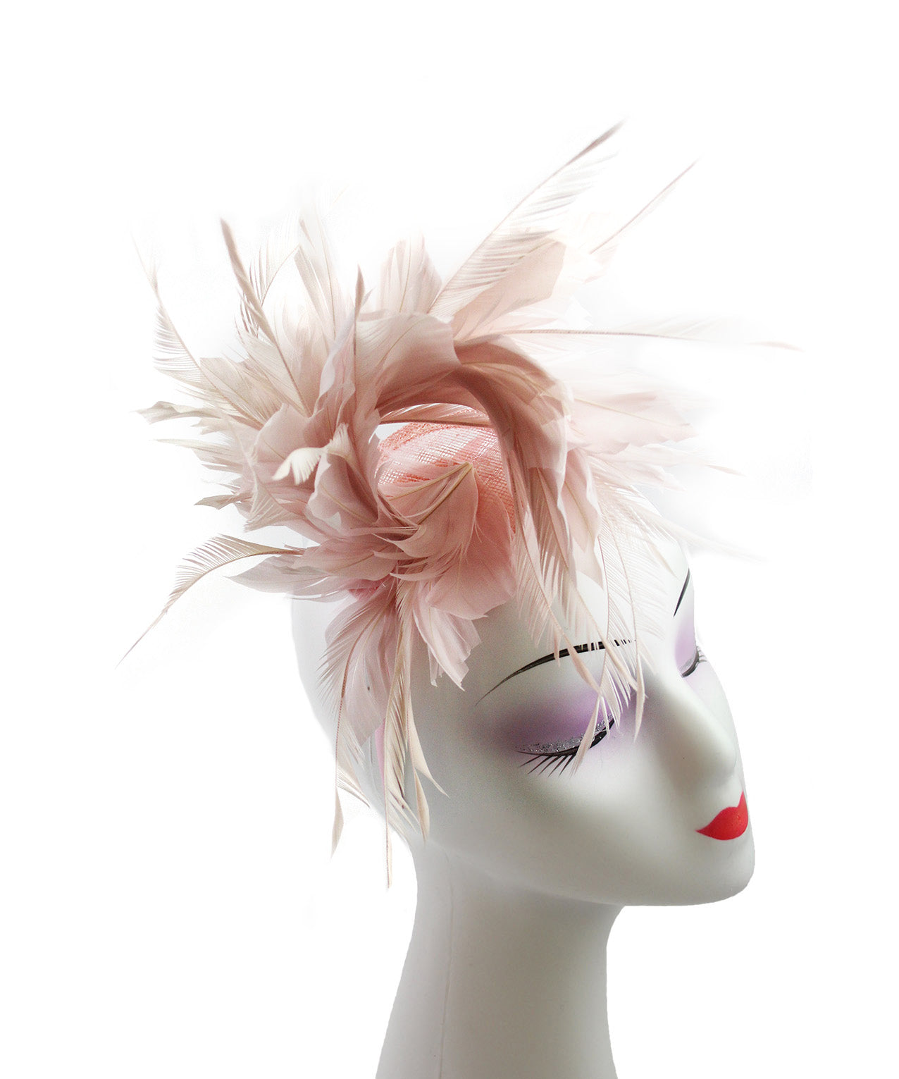 FT9022-008 Disc Fascinator with large and Bendable Feather Flower