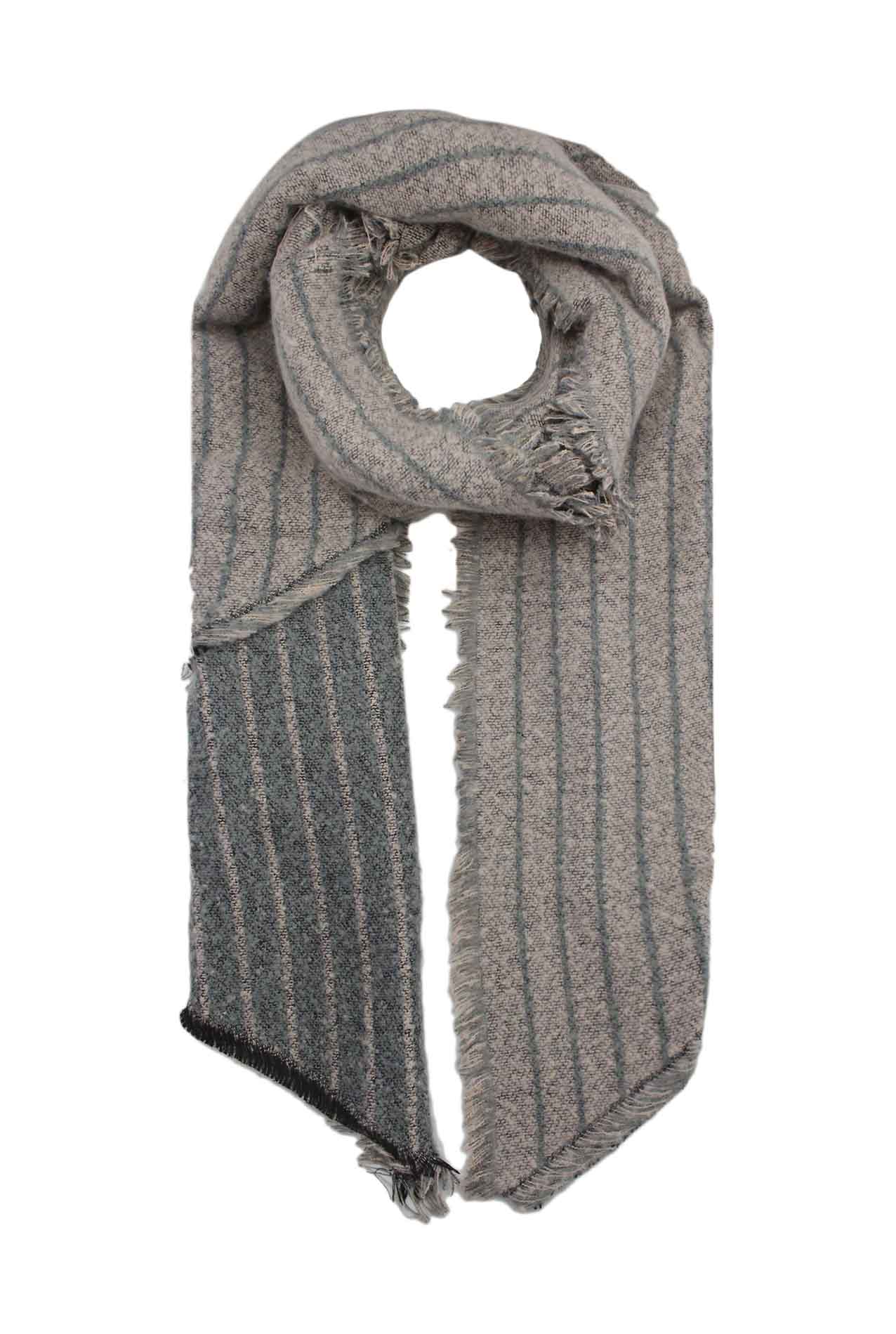 AB17140-130 Stripe Cotton Blend scarf with Fraying